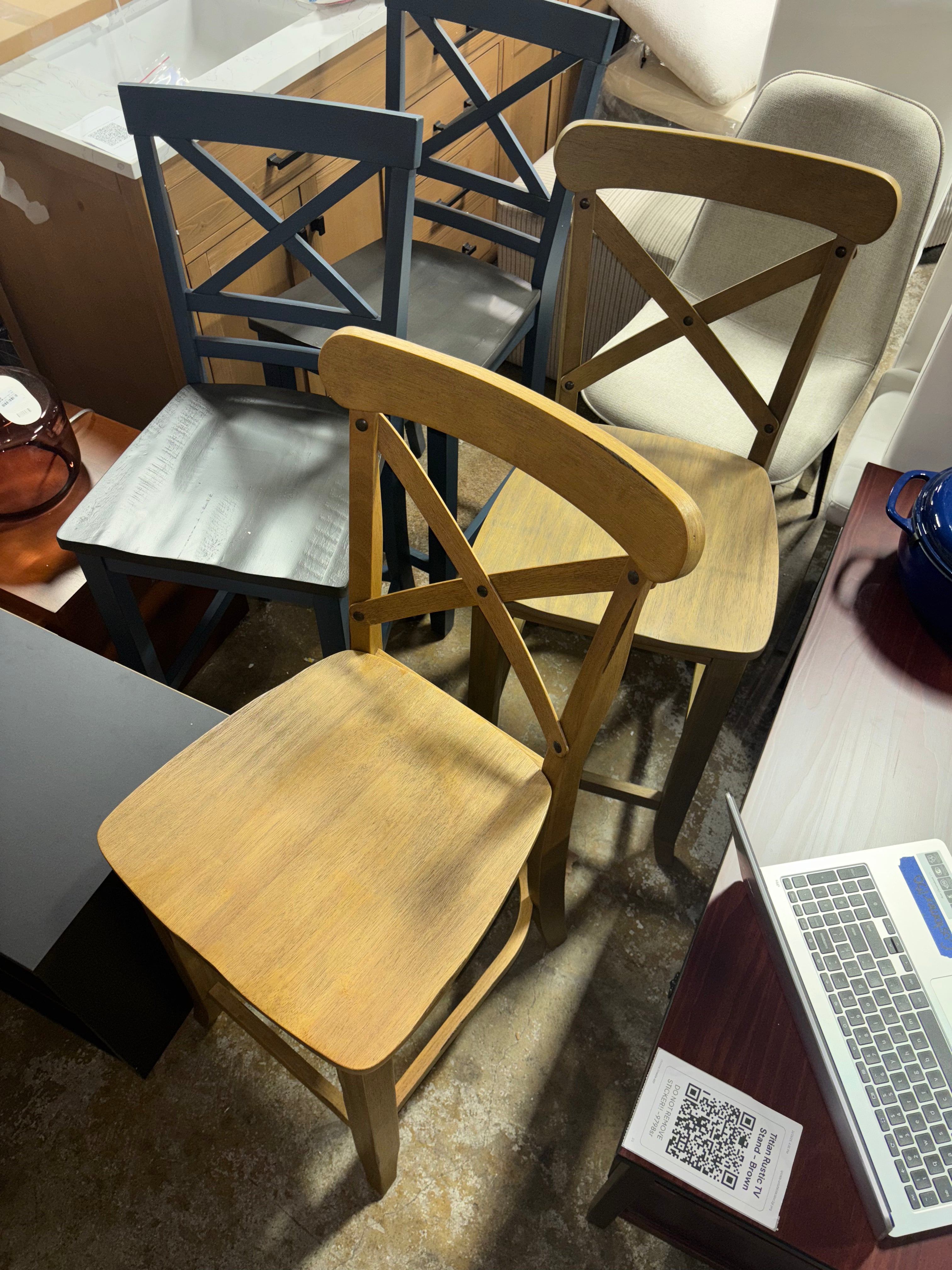 (Set of 2) 24" Litchfield X-Back Counter Height Barstool SHOWROOM ITEM