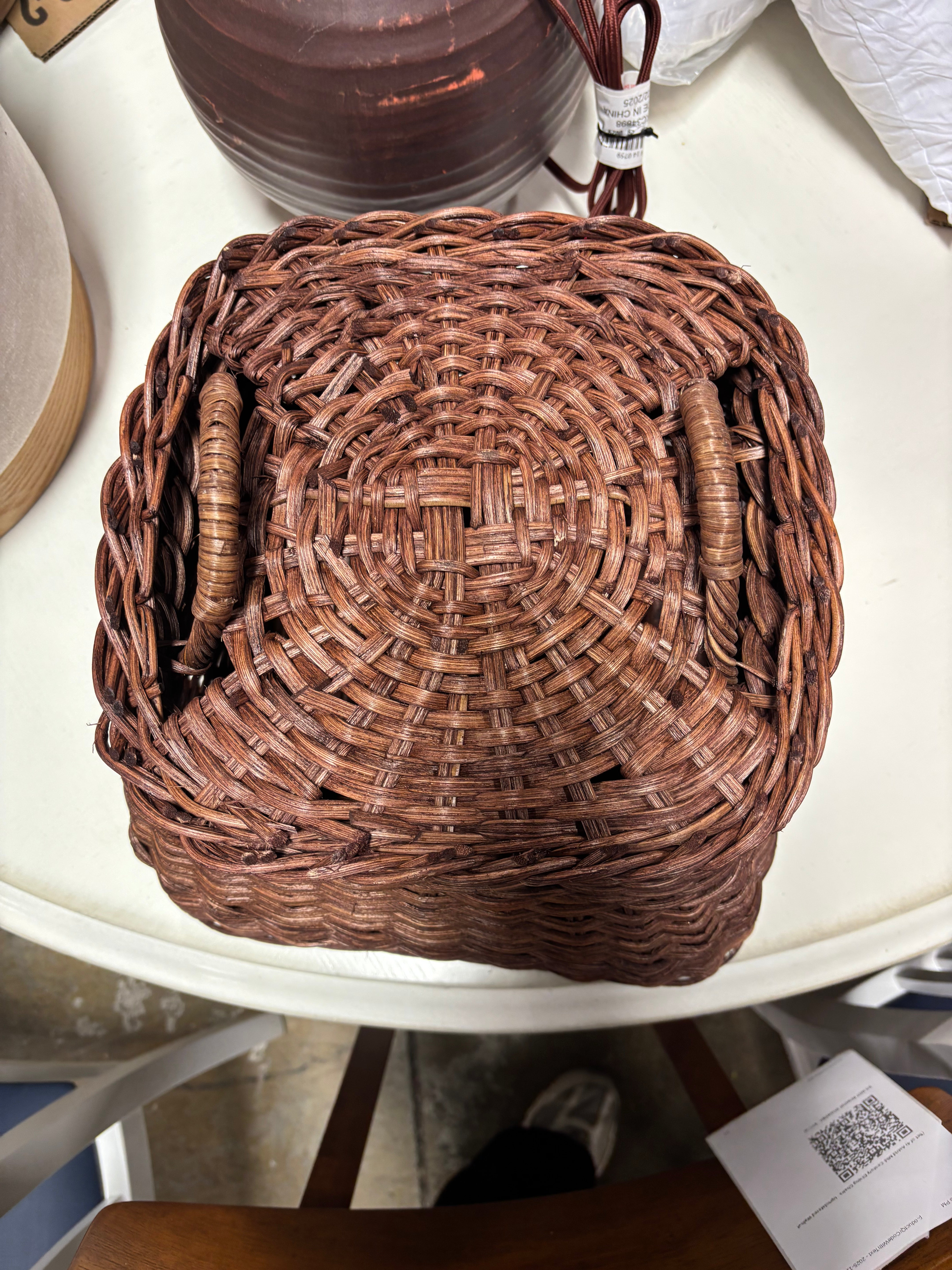 Square Rattan Basket Dark Brown SHOWROOM ITEM