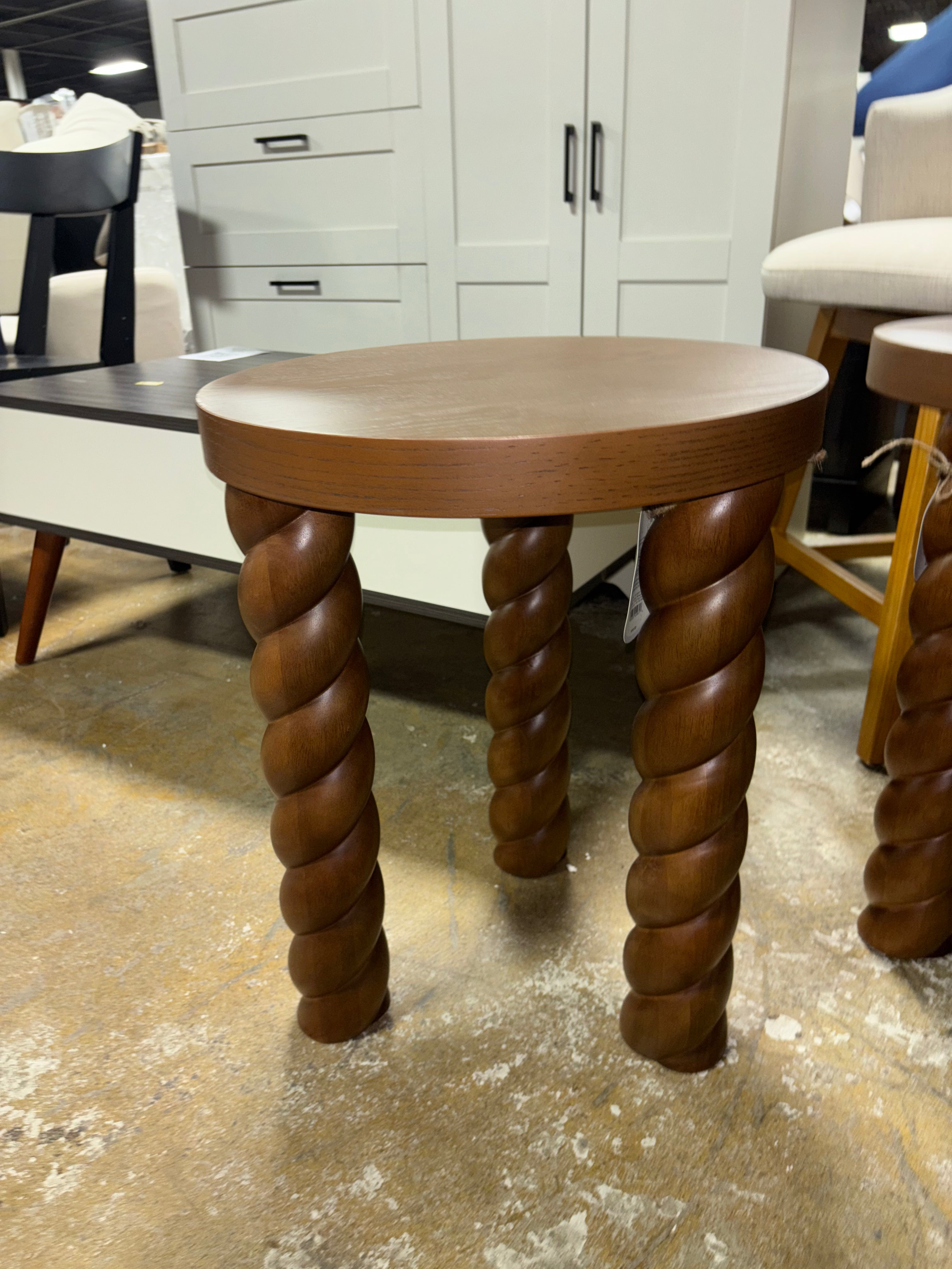 Side Table With Twisted Legs Walnut SHOWROOM ITEM