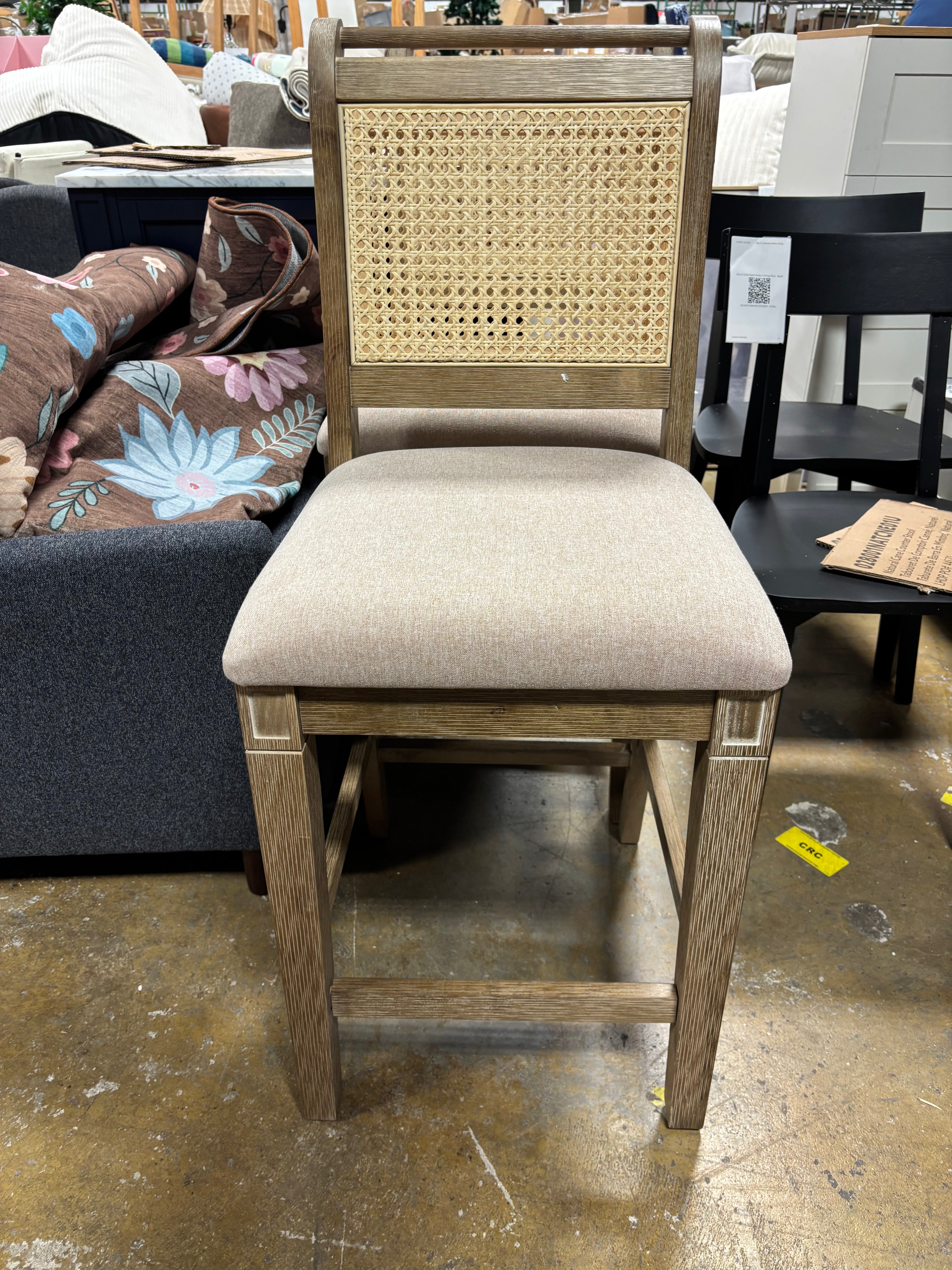 (Set of 2) Linon Emmy Cane Counter Height Barstool Natural SHOWROOM ITEM