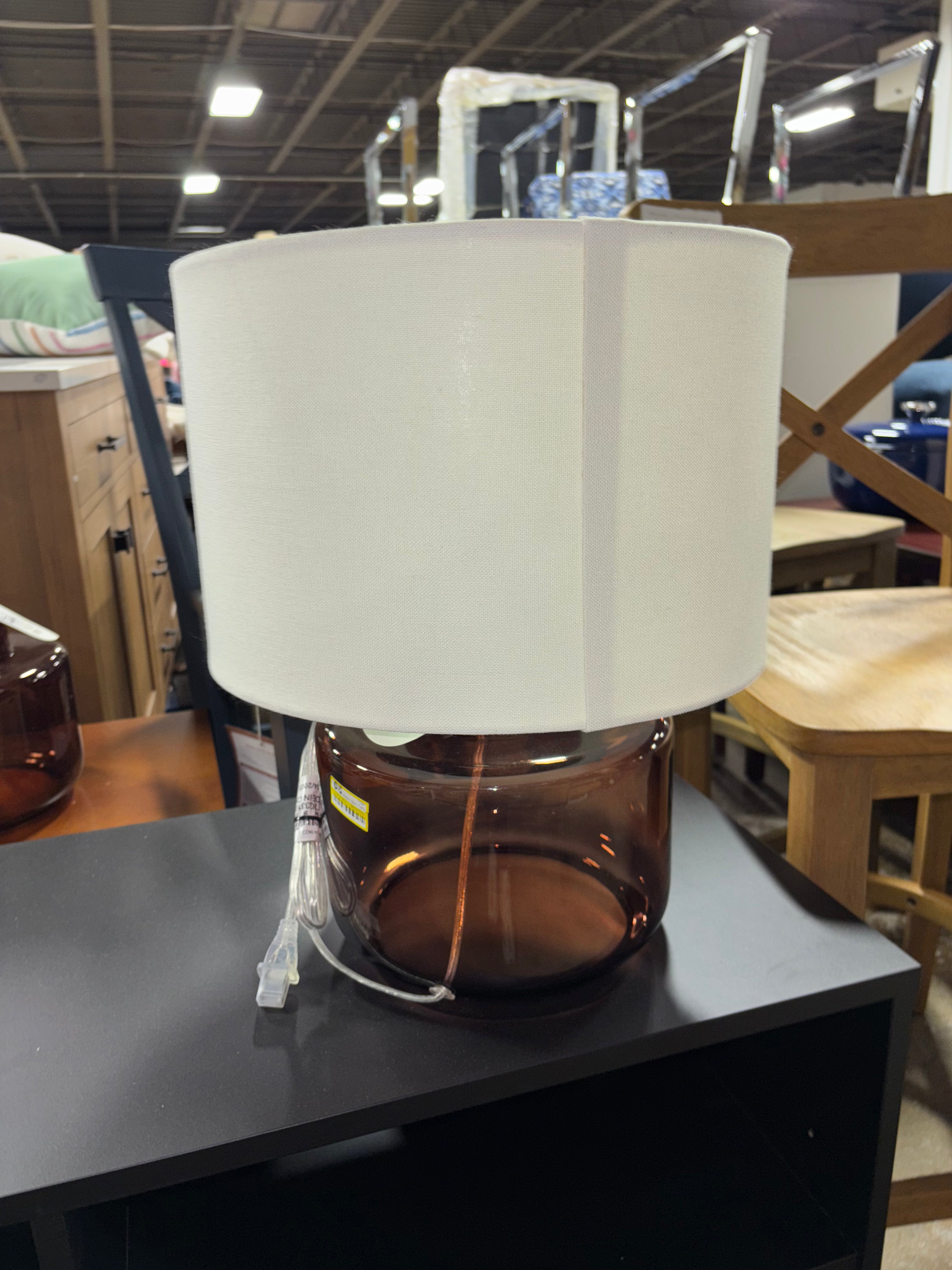 Amber Glass Table Lamp - Brown SHOWROOM ITEM