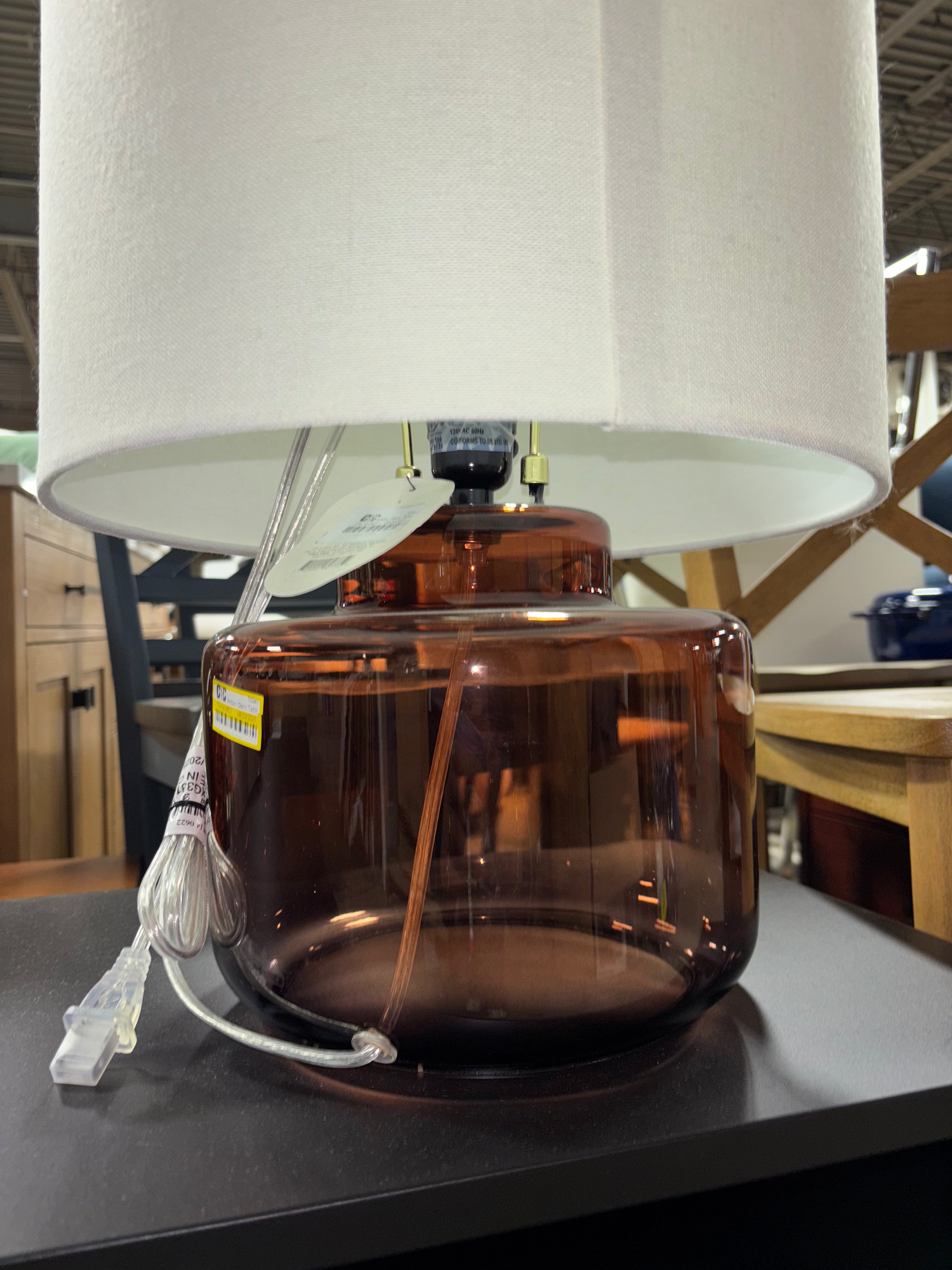 Amber Glass Table Lamp - Brown SHOWROOM ITEM