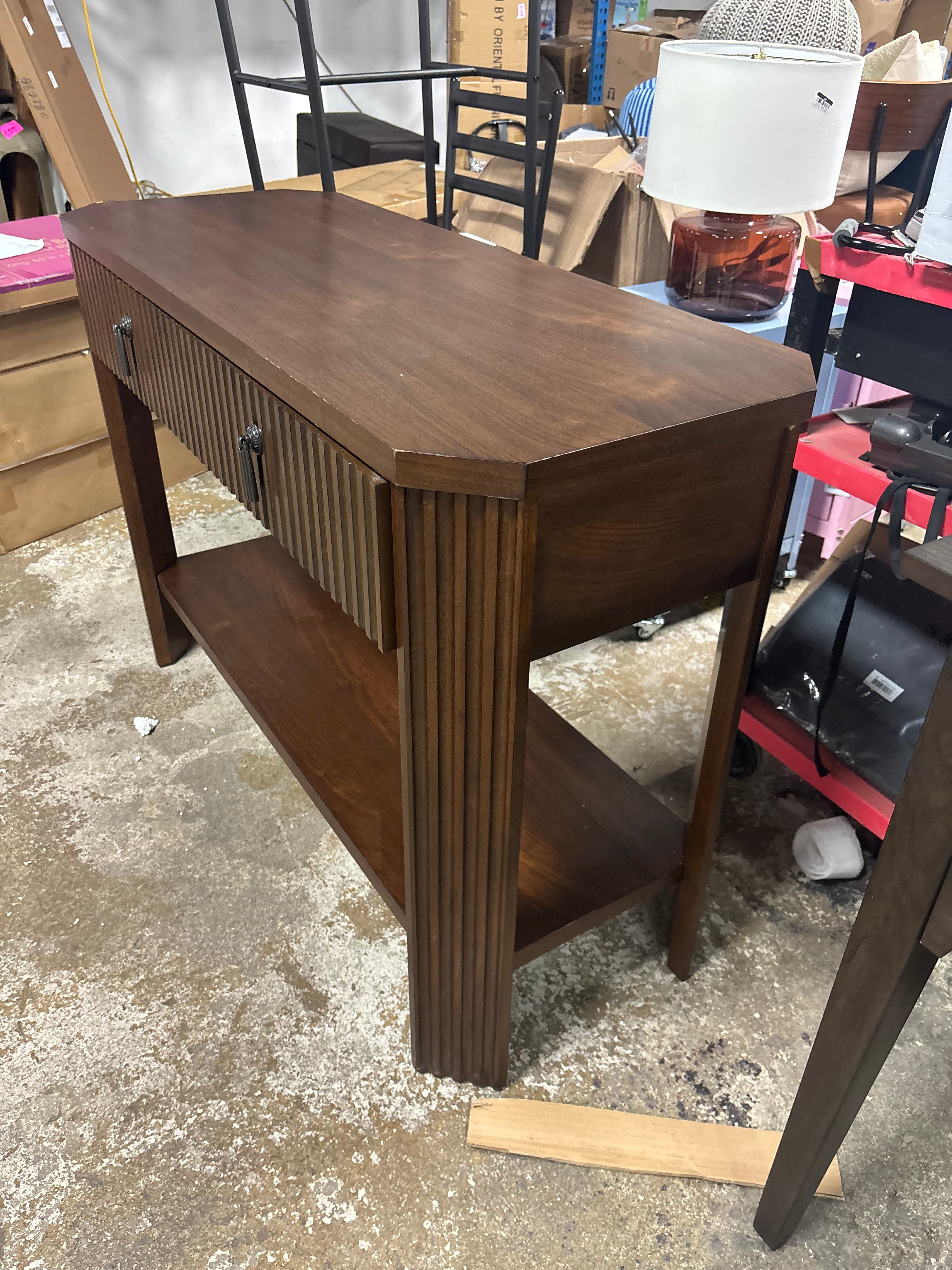 46" Laguna Nigel Fluted Wooden Console Table Brown SHOWROOM ITEM