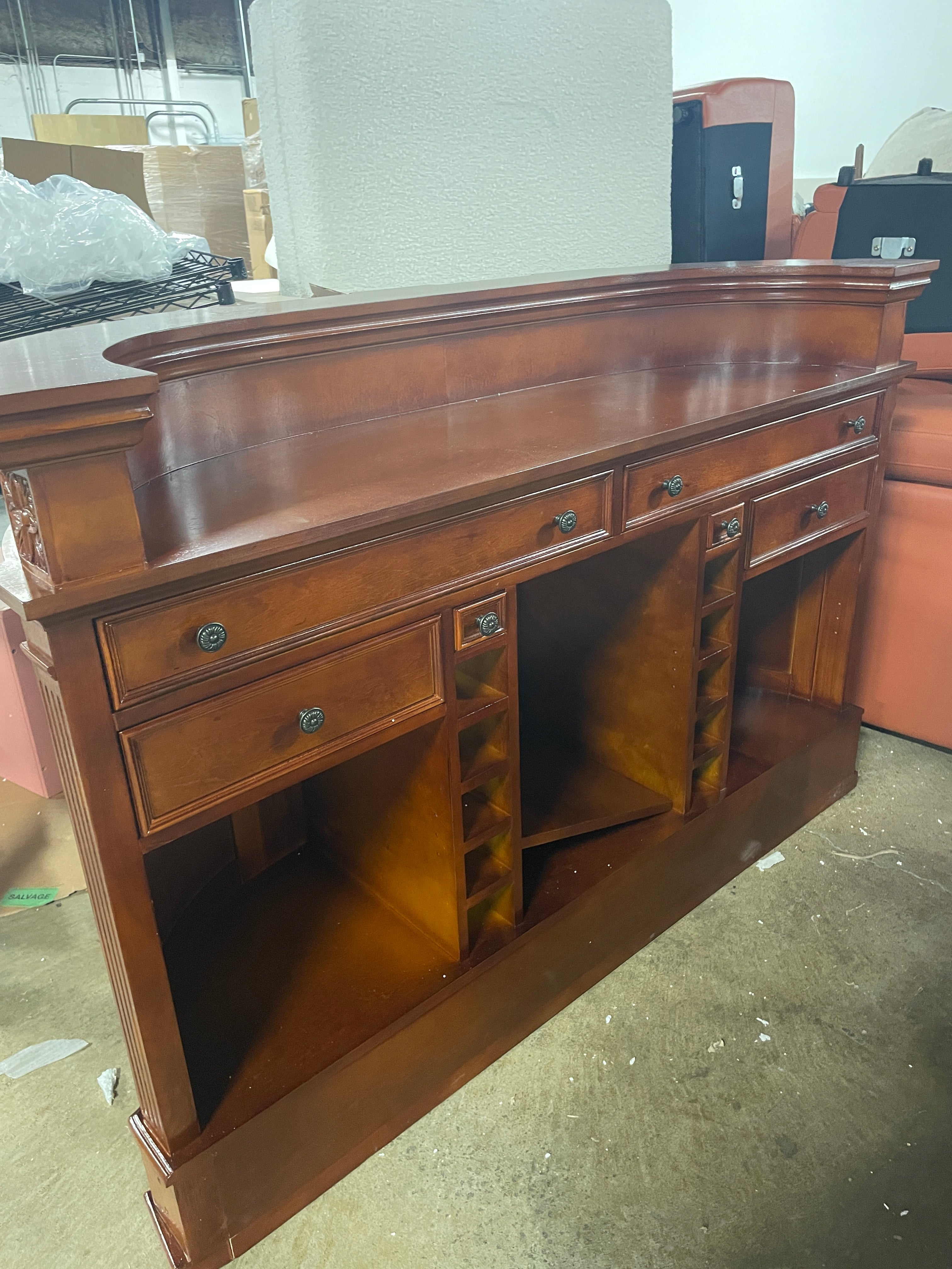 68.9" Brown Rectangular Solid Wood Bar Base SHOWROOM ITEM