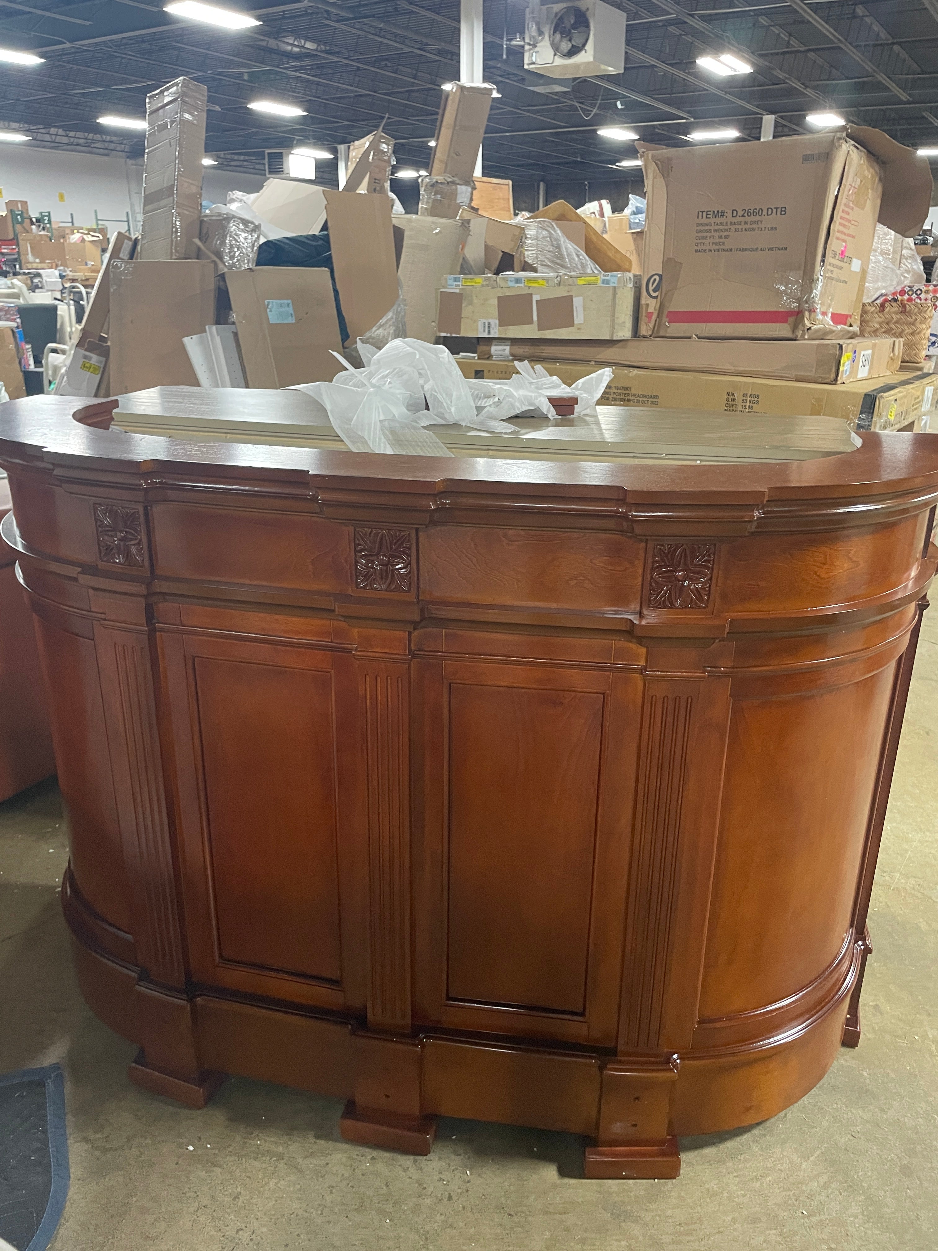 68.9" Brown Rectangular Solid Wood Bar Base SHOWROOM ITEM