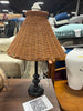 Stick Lamp Base Black with Rattan Shade SHOWROOM ITEM