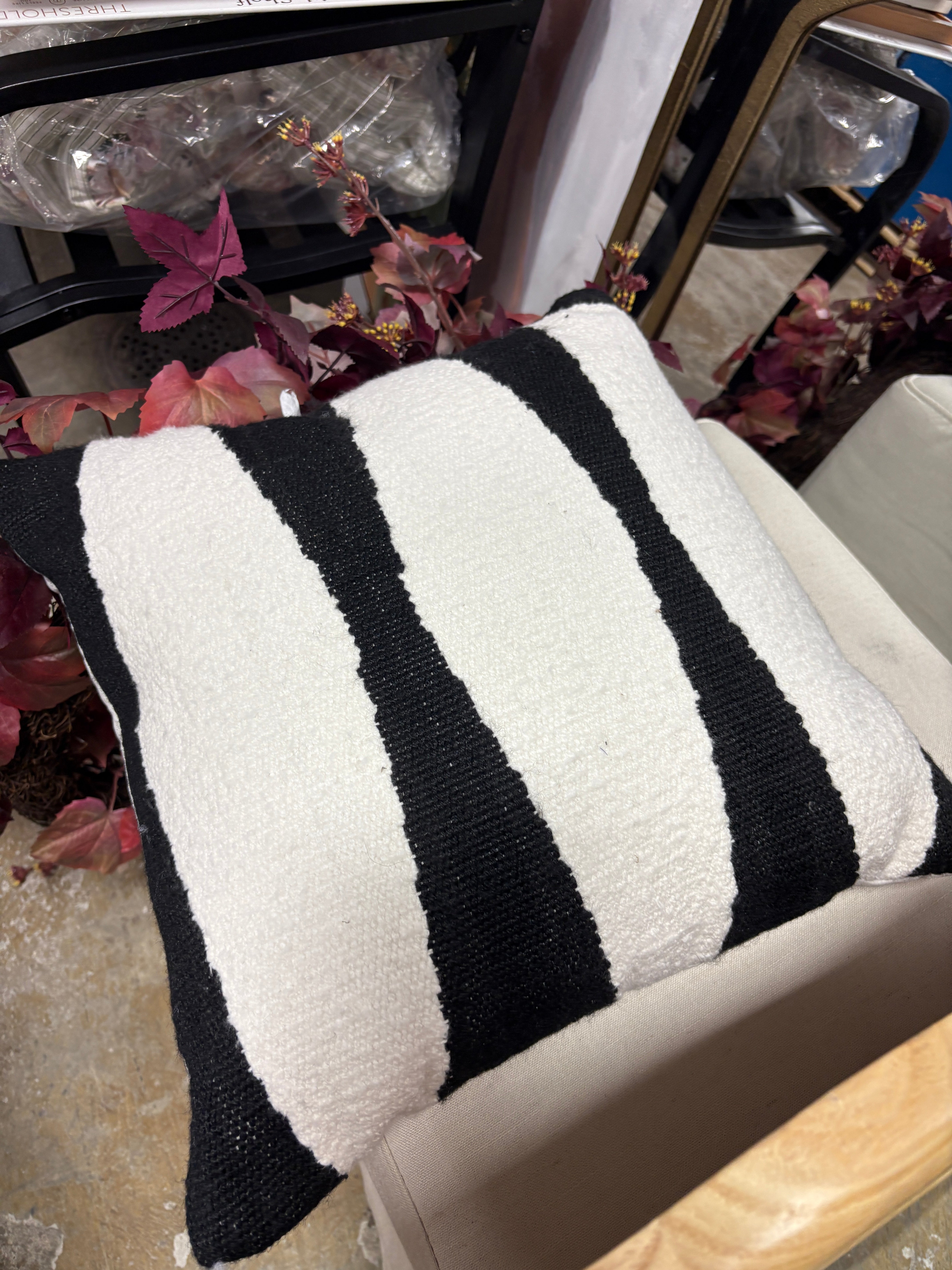 18 x 18 Black and White Throw Pillow SHOWROOM ITEM