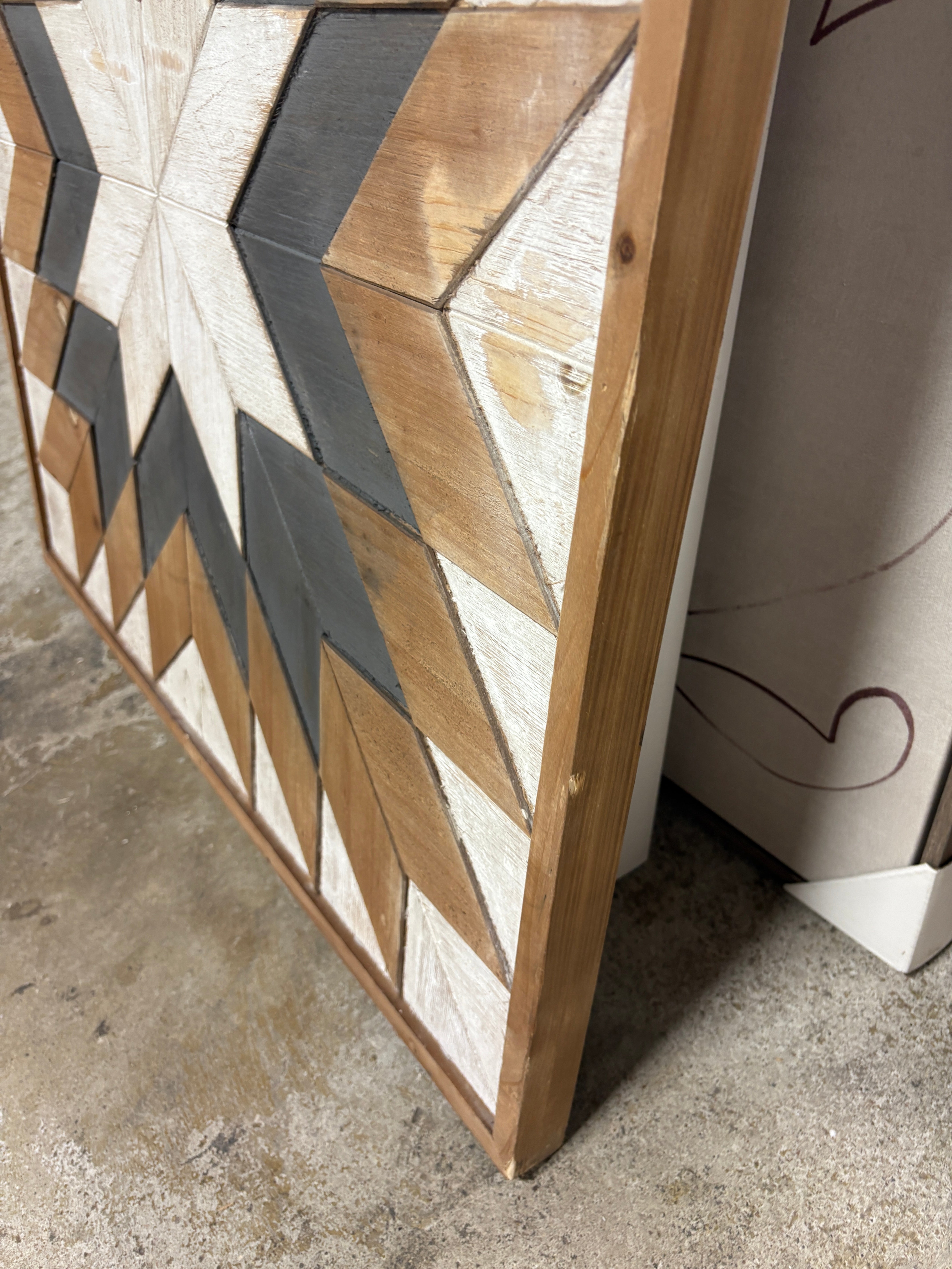 30" x 30" Wood Geometric Handmade Southwestern Wall Decor Brown SHOWROOM ITEM