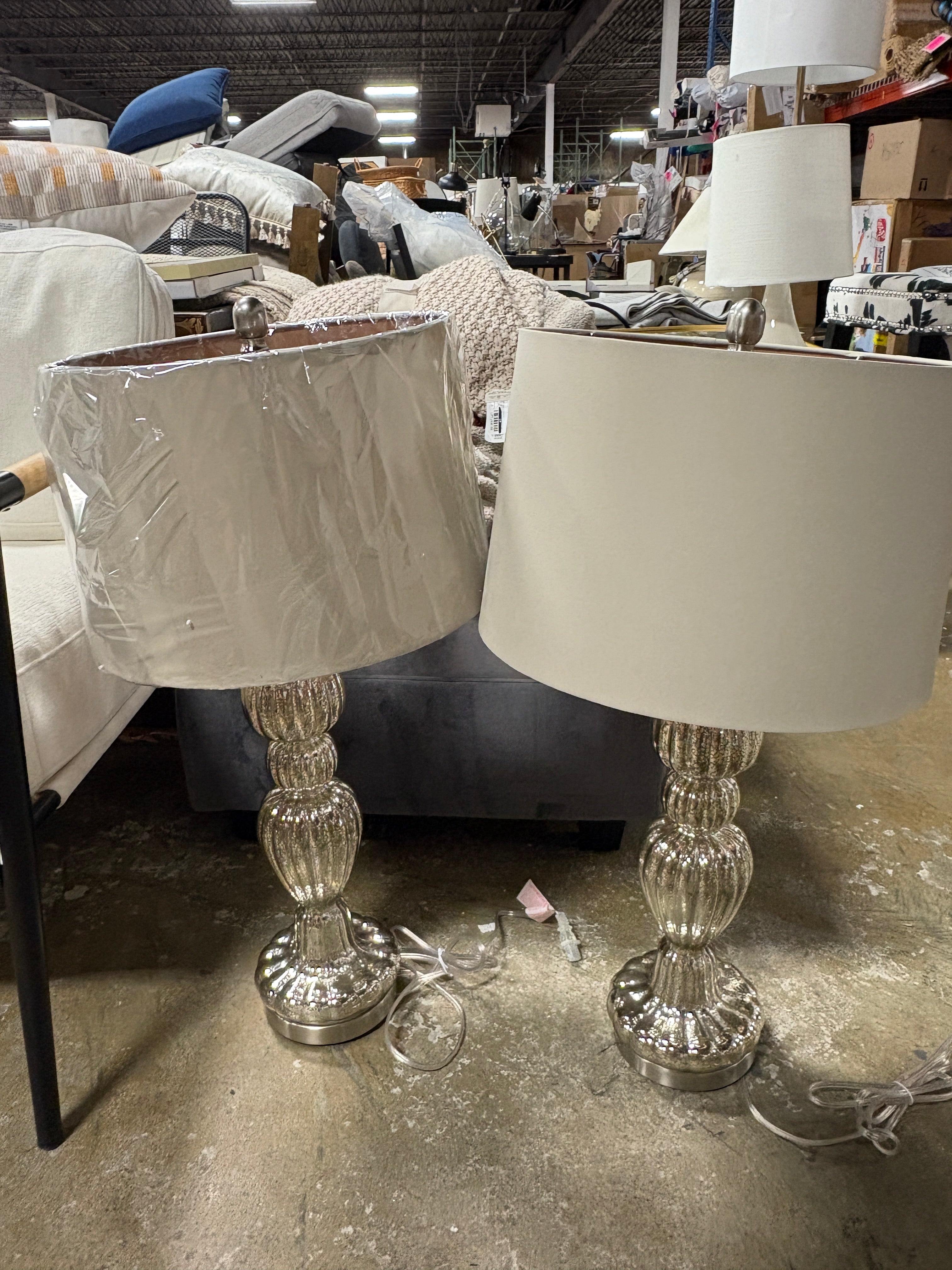 (Set of 2) Spade 30" Contemporary Glass Table Lamps SHOWROOM ITEM