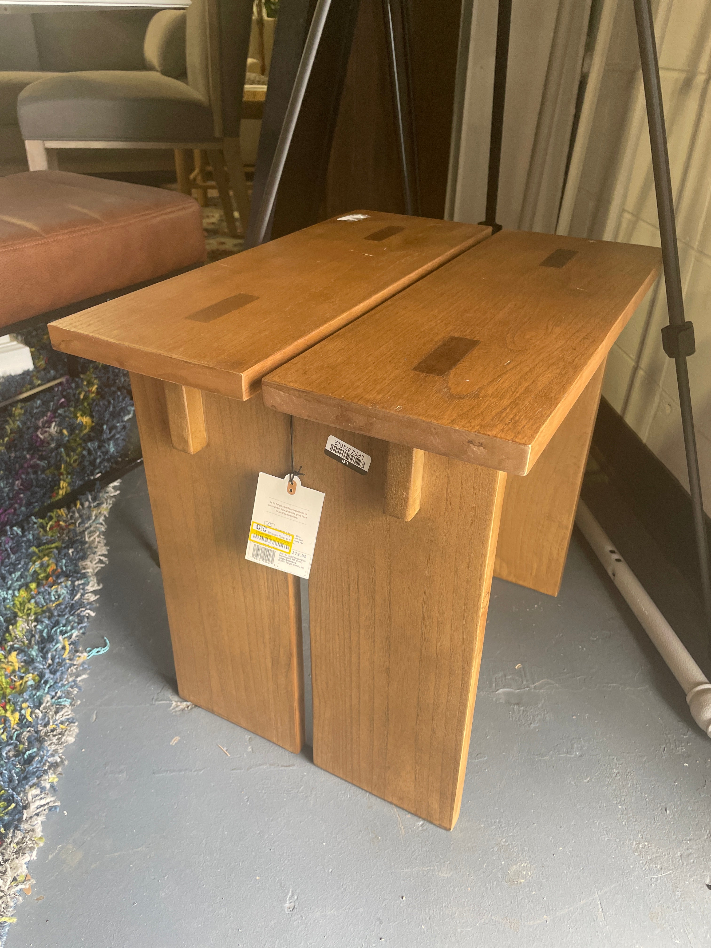 Wooden Stool or Ottoman SHOWROOM ITEM