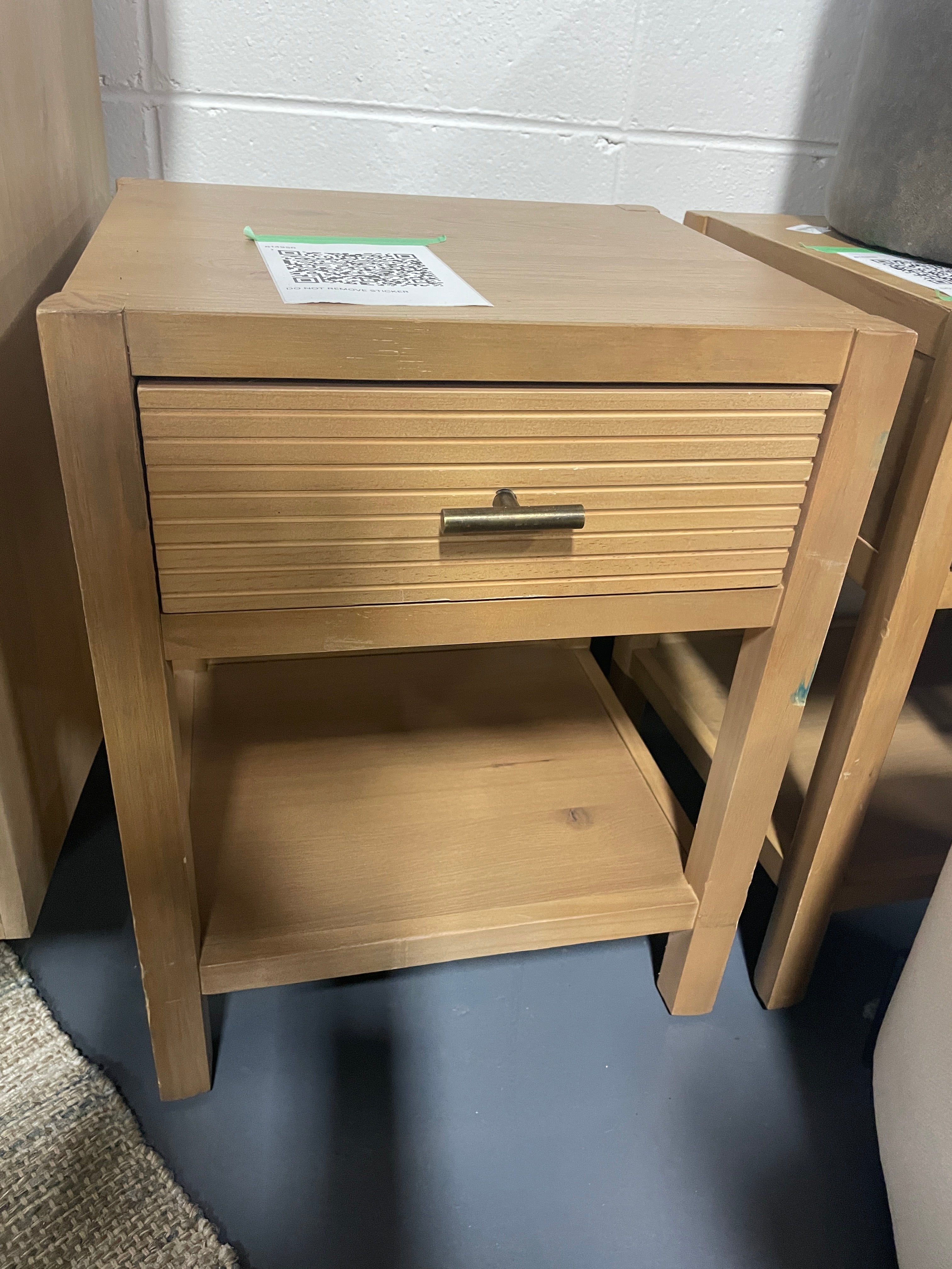 Grooved Wood Square Accent Side Table with Drawer 6149SR SHOWROOM ITEM