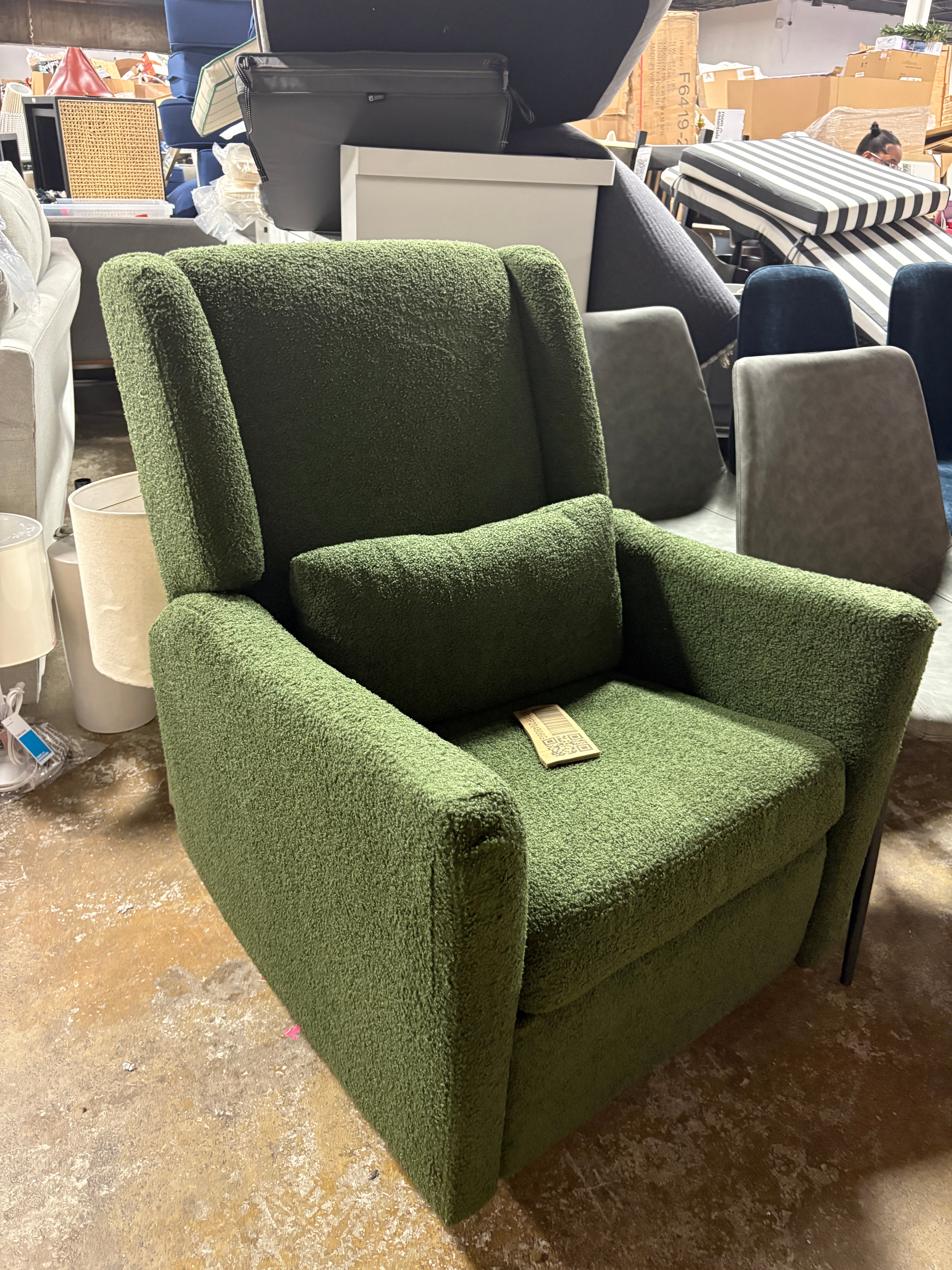 Swivel Wingback Glider Rocker Nursery Recliner Chair - GREEN SHOWROOM ITEM