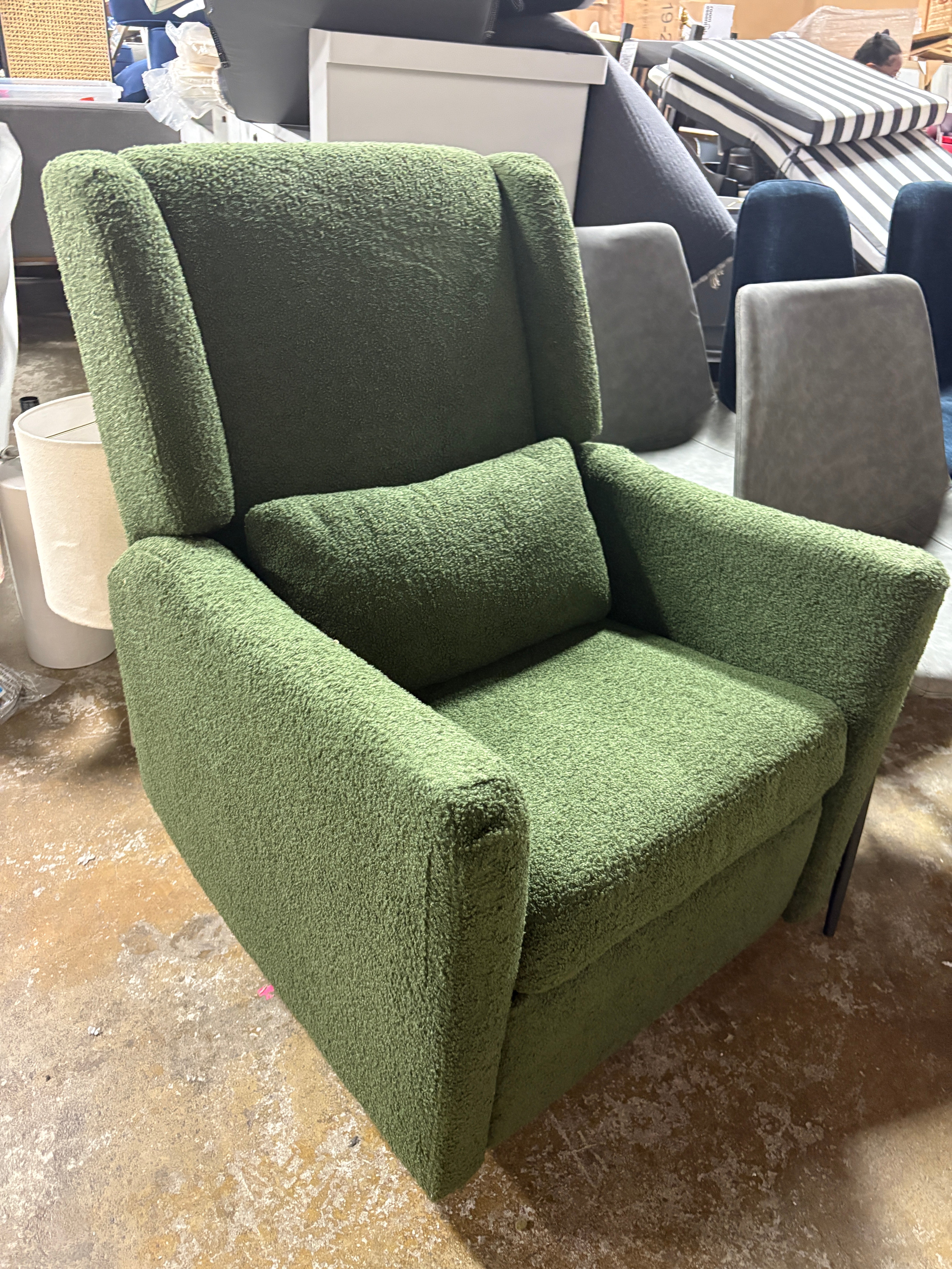 Swivel Wingback Glider Rocker Nursery Recliner Chair - GREEN SHOWROOM ITEM