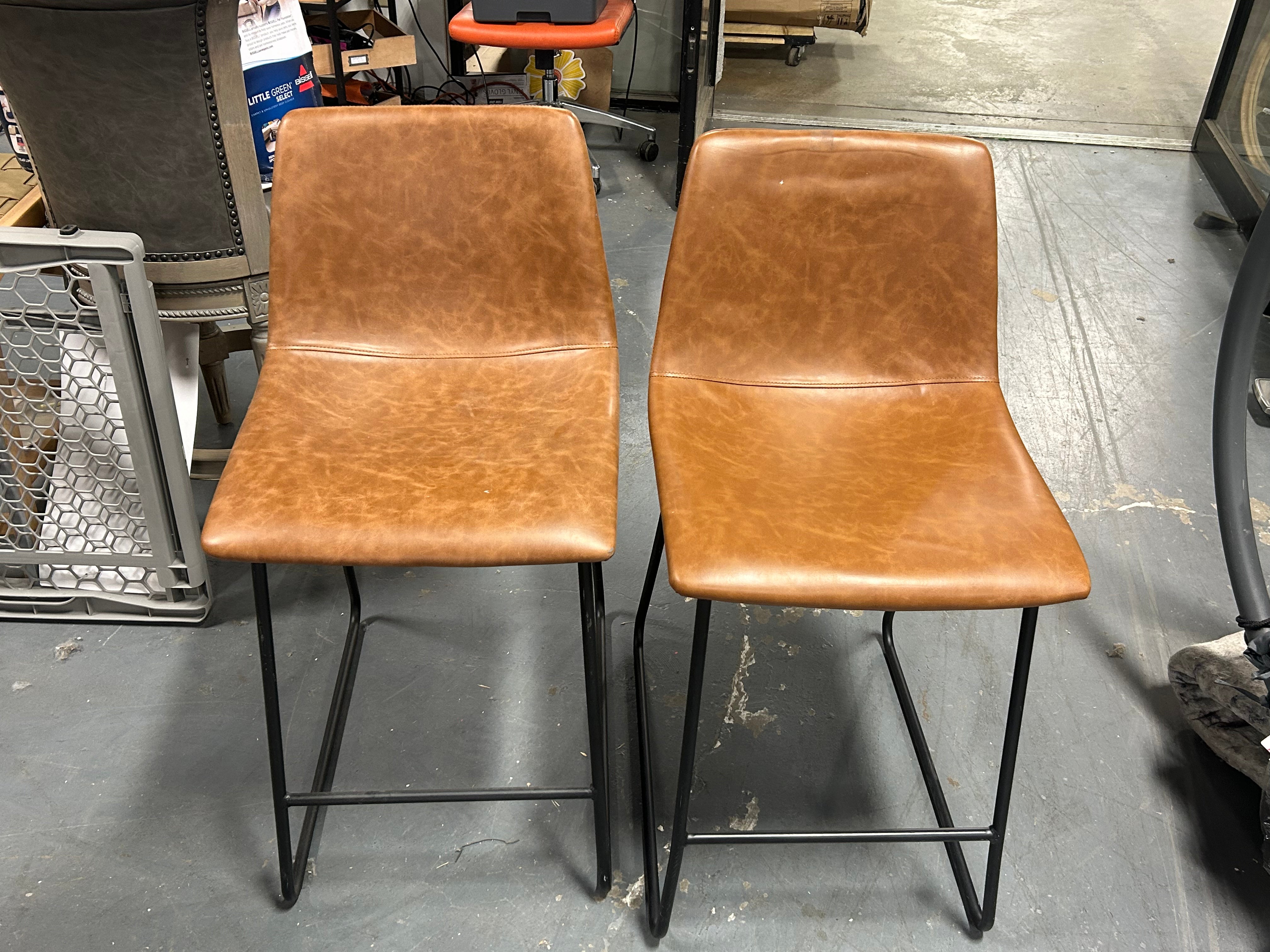 Set of 2 Bowden Faux Leather Counter Height Barstool