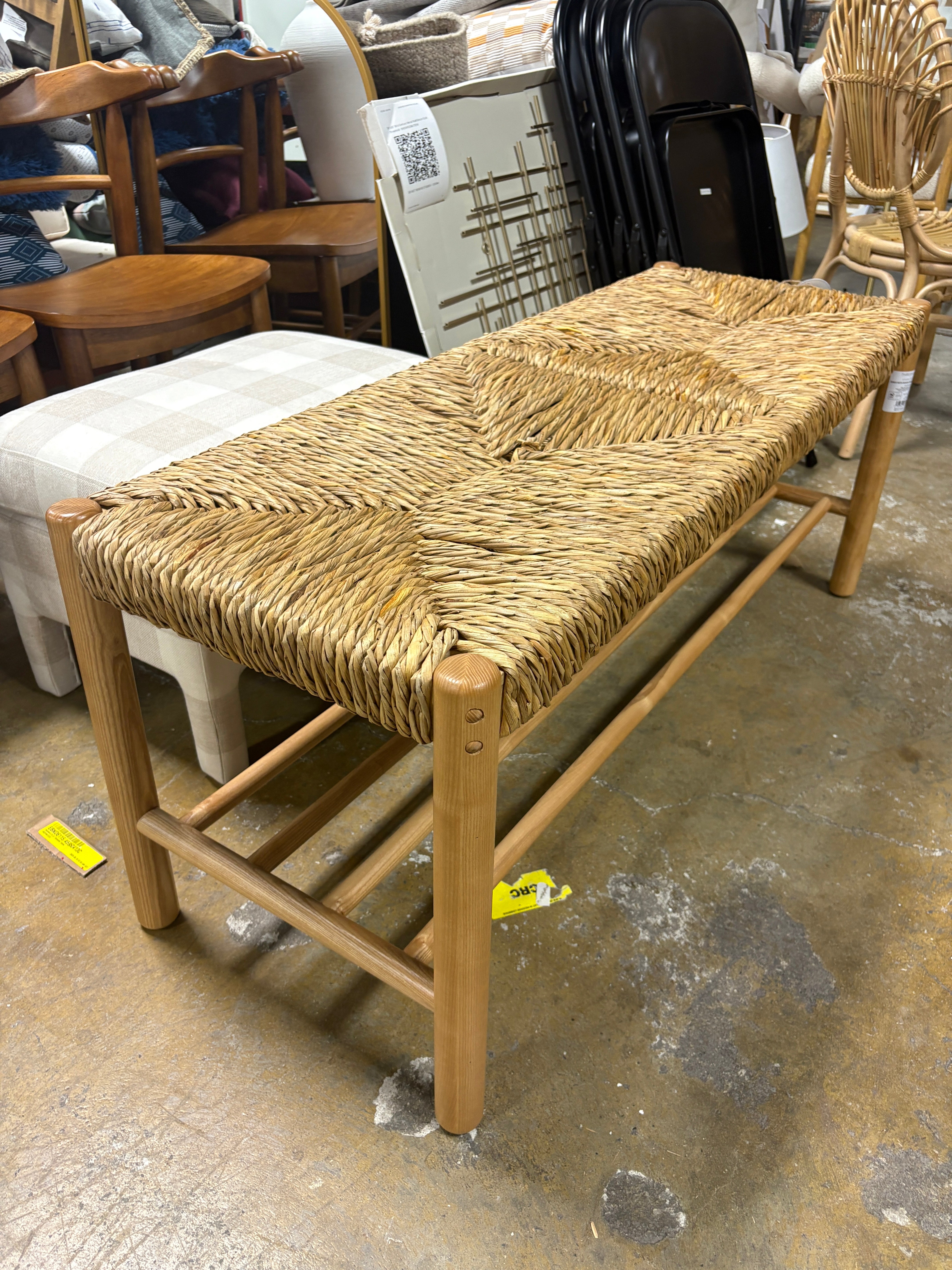 Bench with Woven Frame Light Brown SHOWROOM ITEM