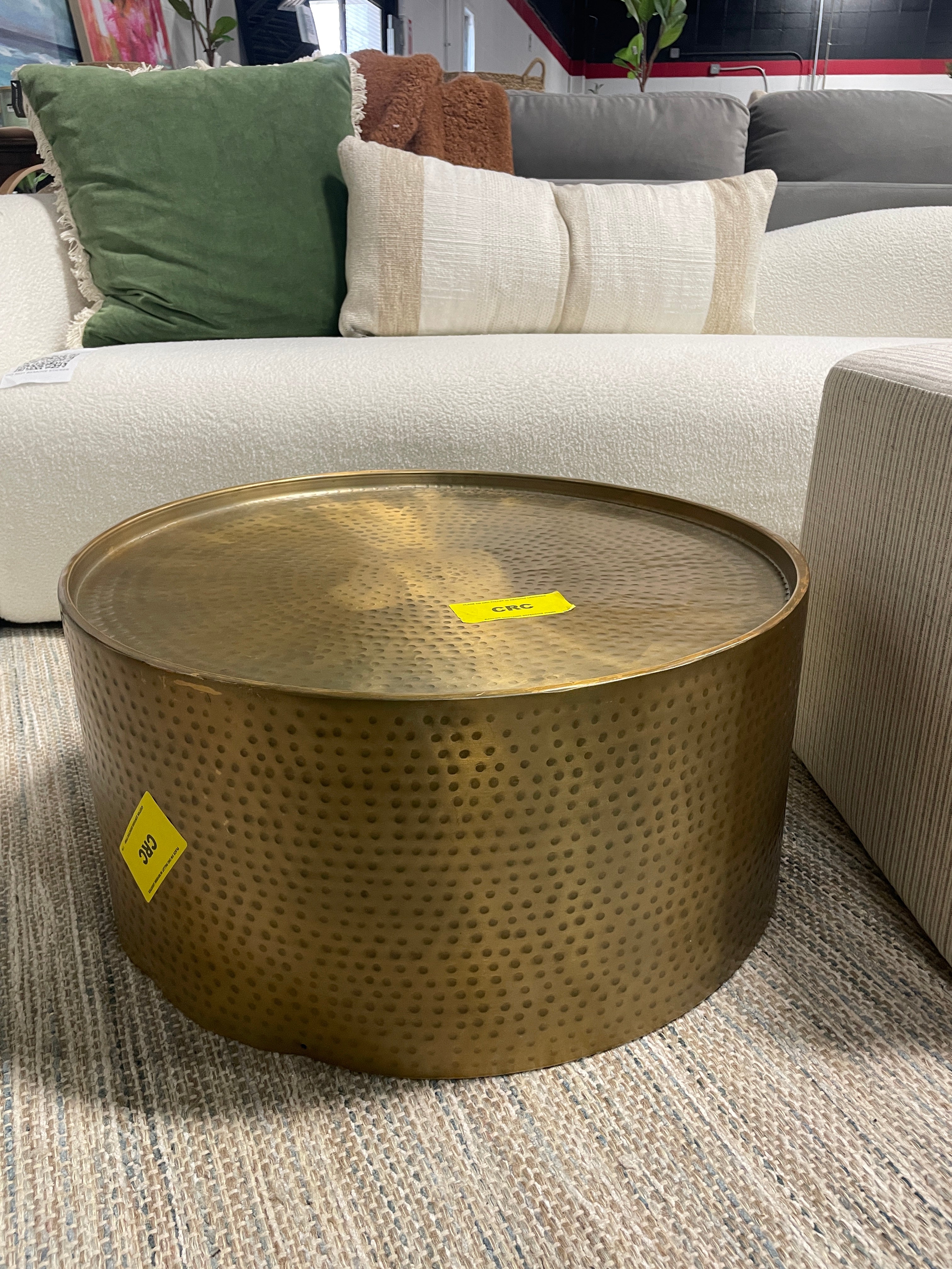 Manila Round Hammered Drum Coffee Table SHOWROOM ITEM