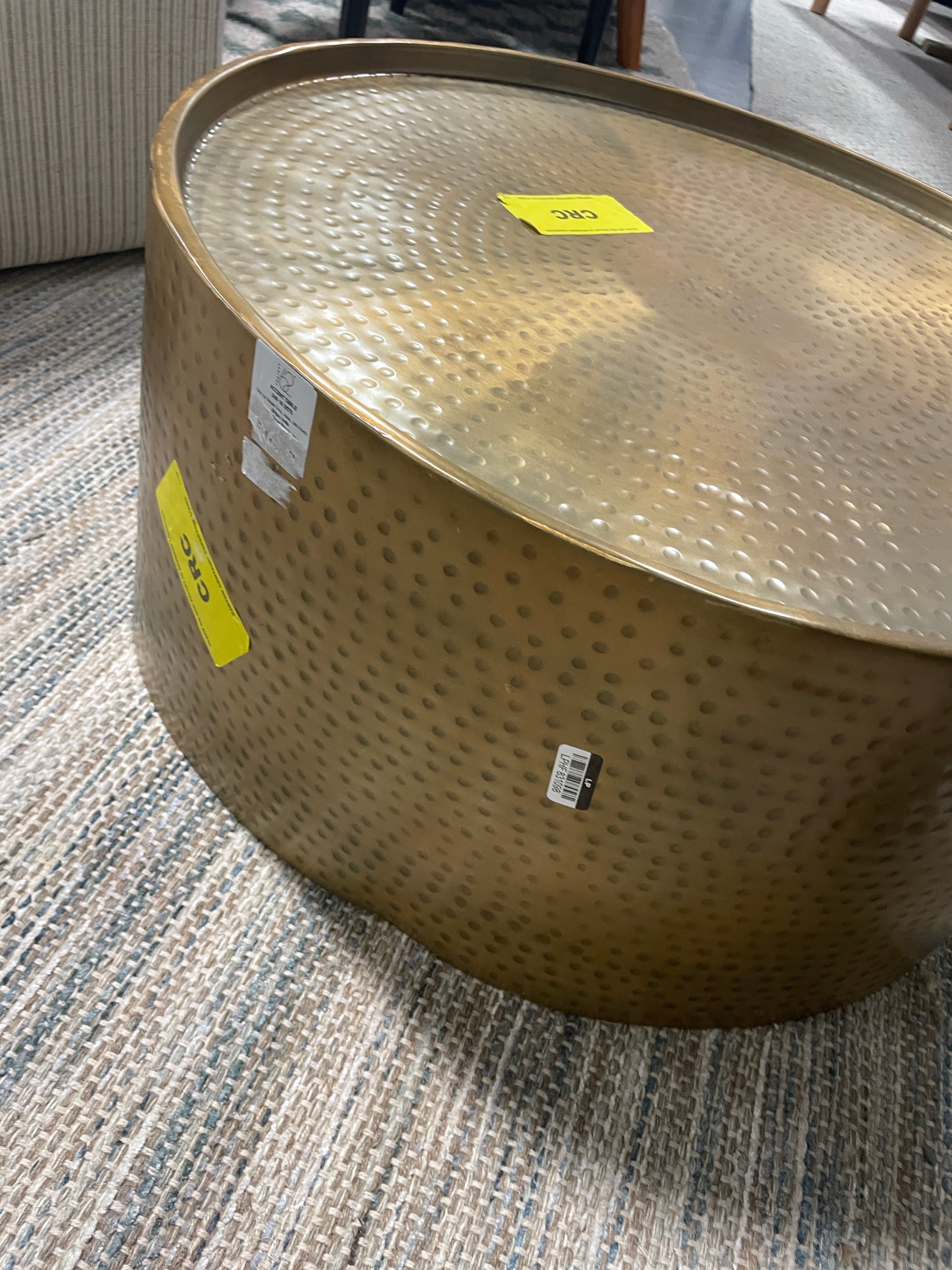 Manila Round Hammered Drum Coffee Table SHOWROOM ITEM