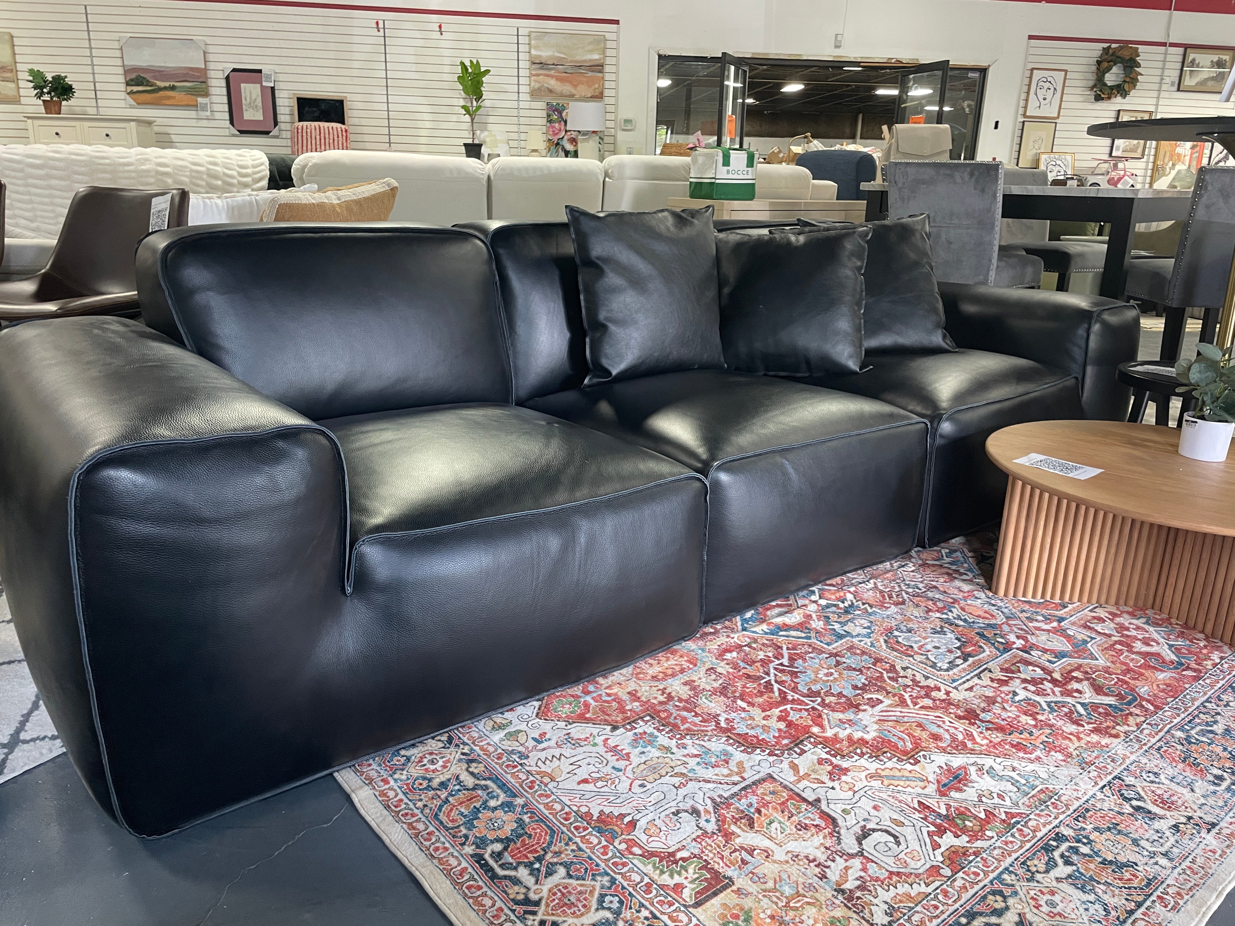 Black Genuine Leather Modular Sofa SHOWROOM ITEM