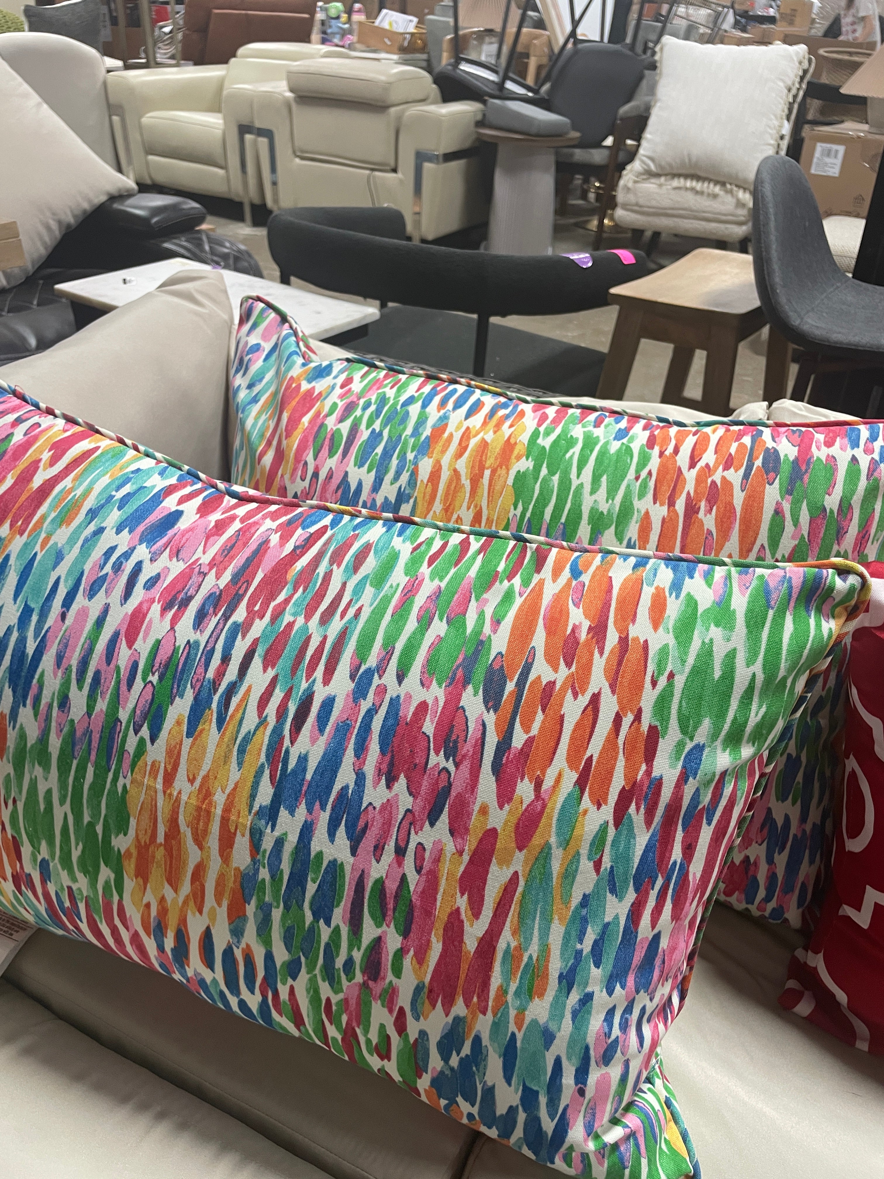 2pk Make it Rain Rectangular Outdoor Throw Pillow Zinnia Blue SHOWROOM ITEM