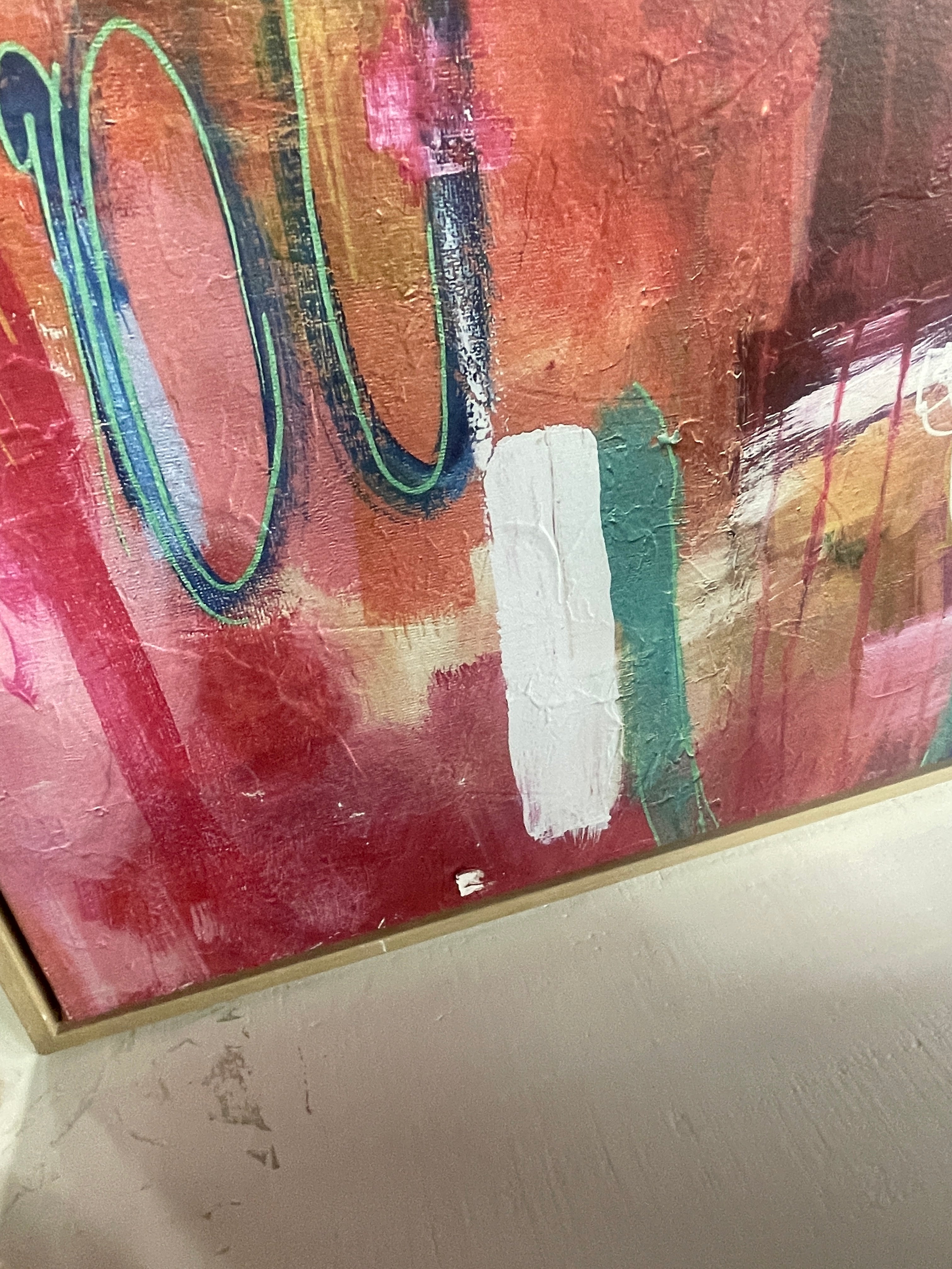 24" x 30" Colorful Collage by Amira Rahim Framed Wall Canvas SHOWROOM ITEM