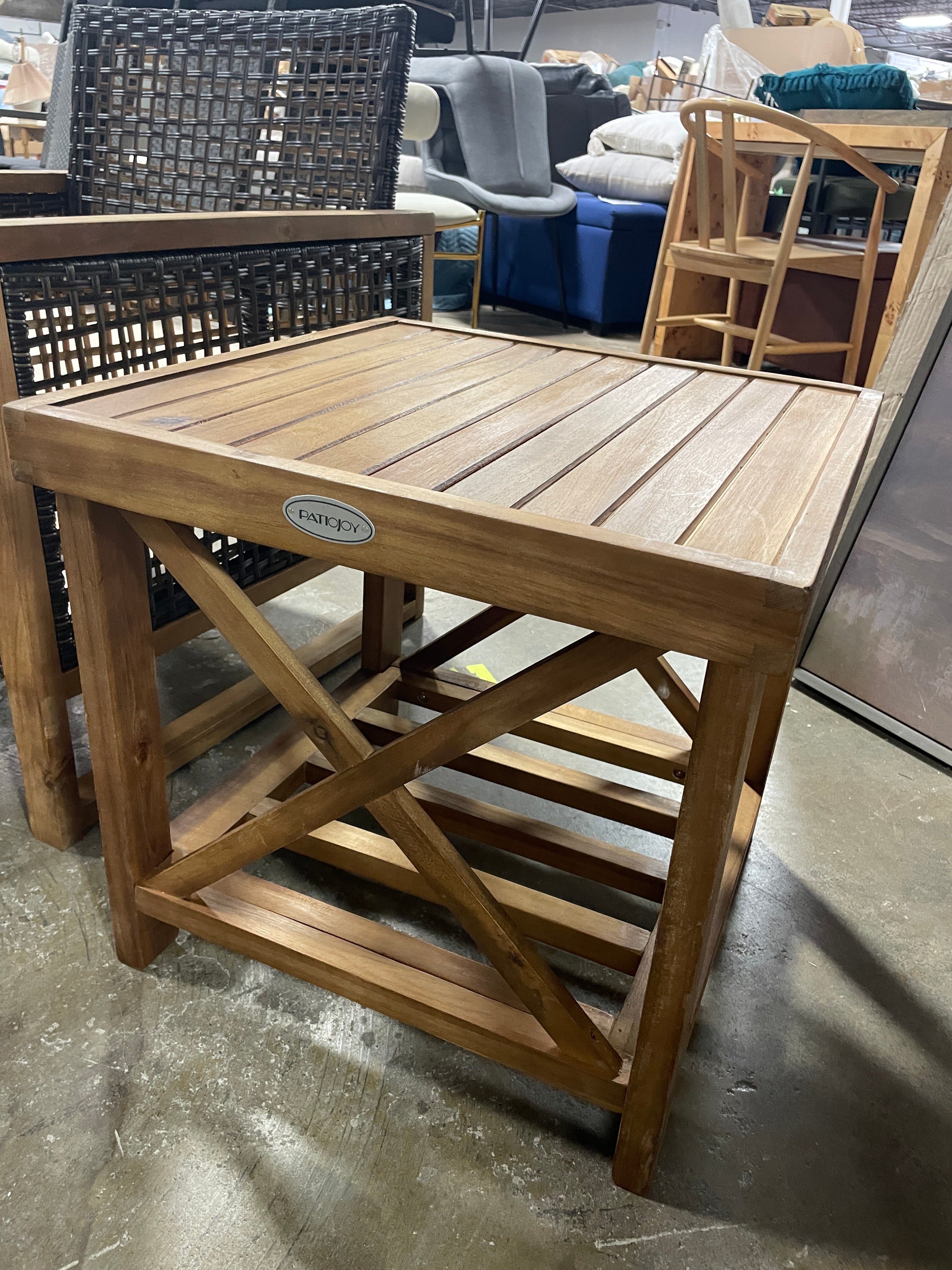 2 Piece Patio Wicker Furniture Chair and Side Table, SHOWROOM ITEM