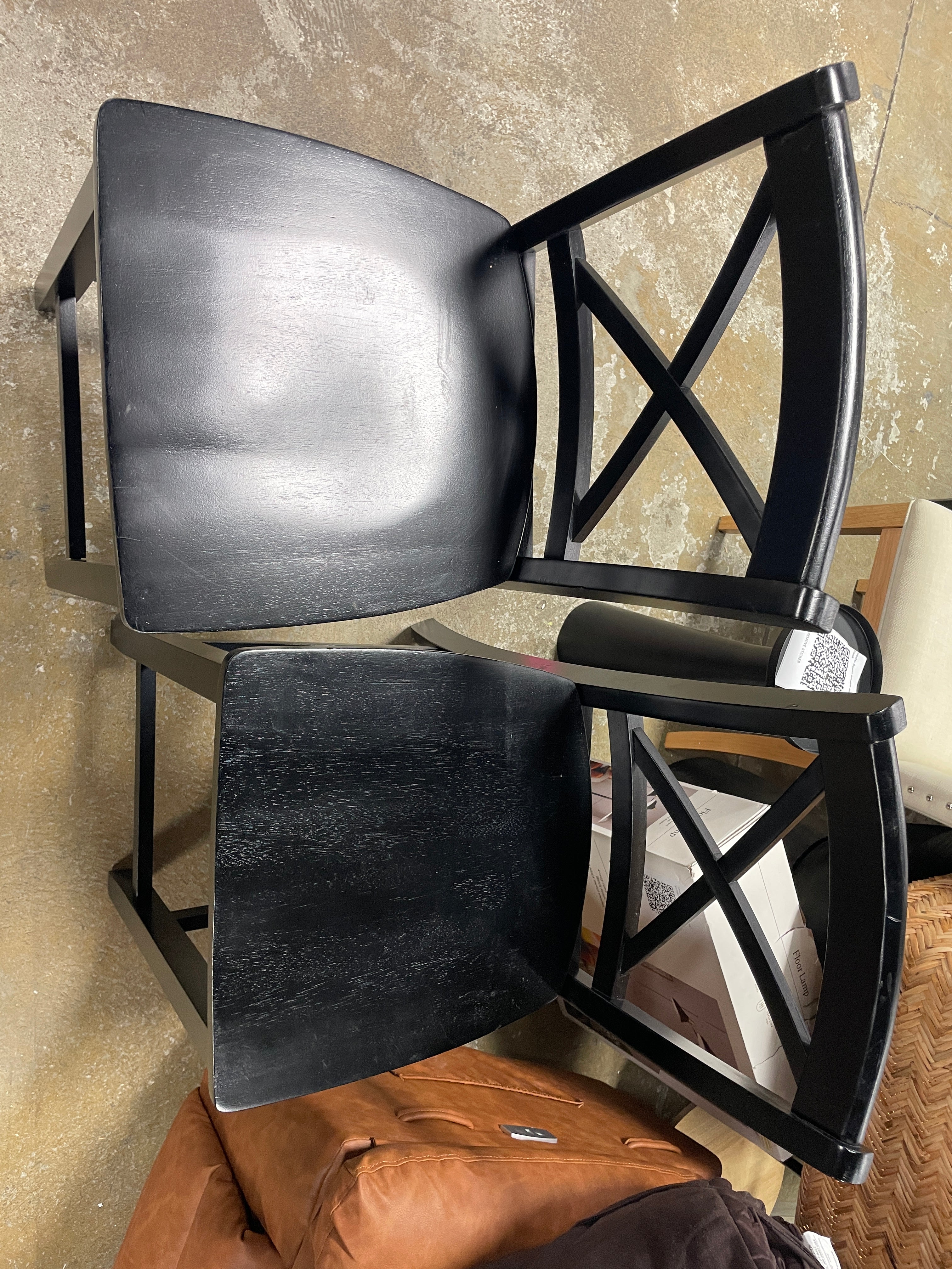 24" Transitional Wood X-Back Counter Stool in Black (Set of 2) SHOWROOM ITEM