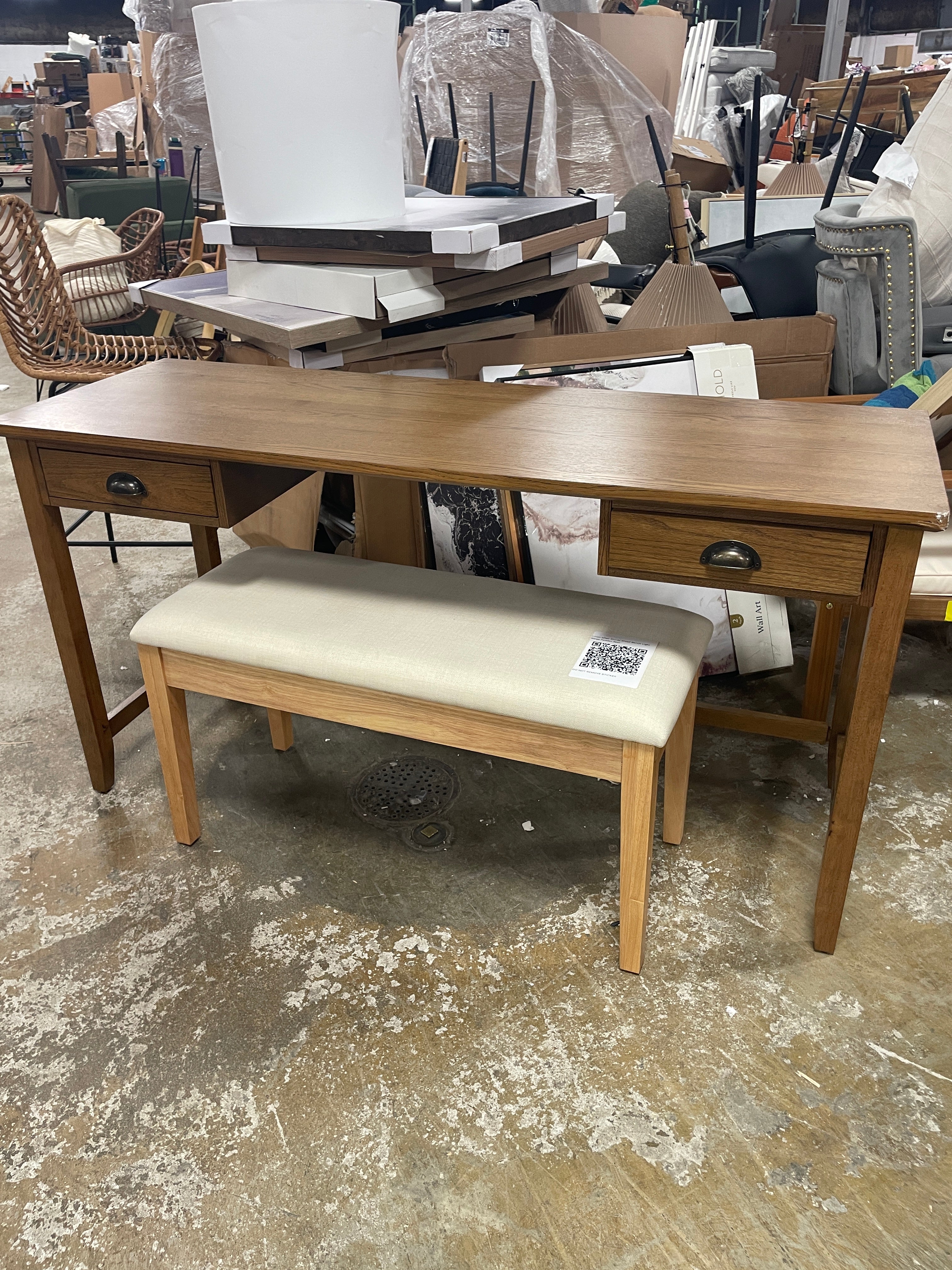 2-Drawer Rectangular Office Desk -Oak Brown SHOWROOM ITEM