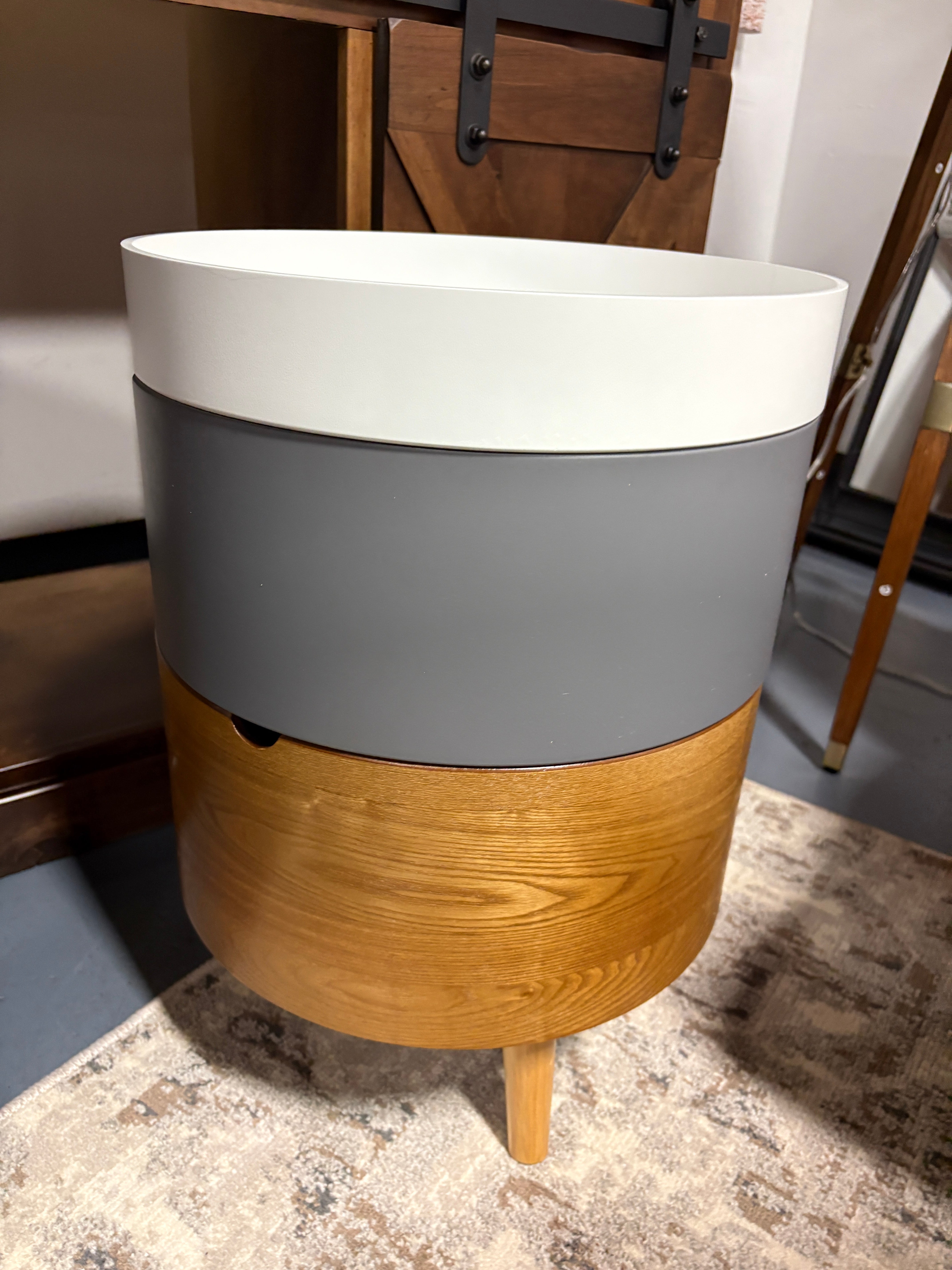 3 Tier Elison Wood Nightstand White  SHOWROOM ITEM