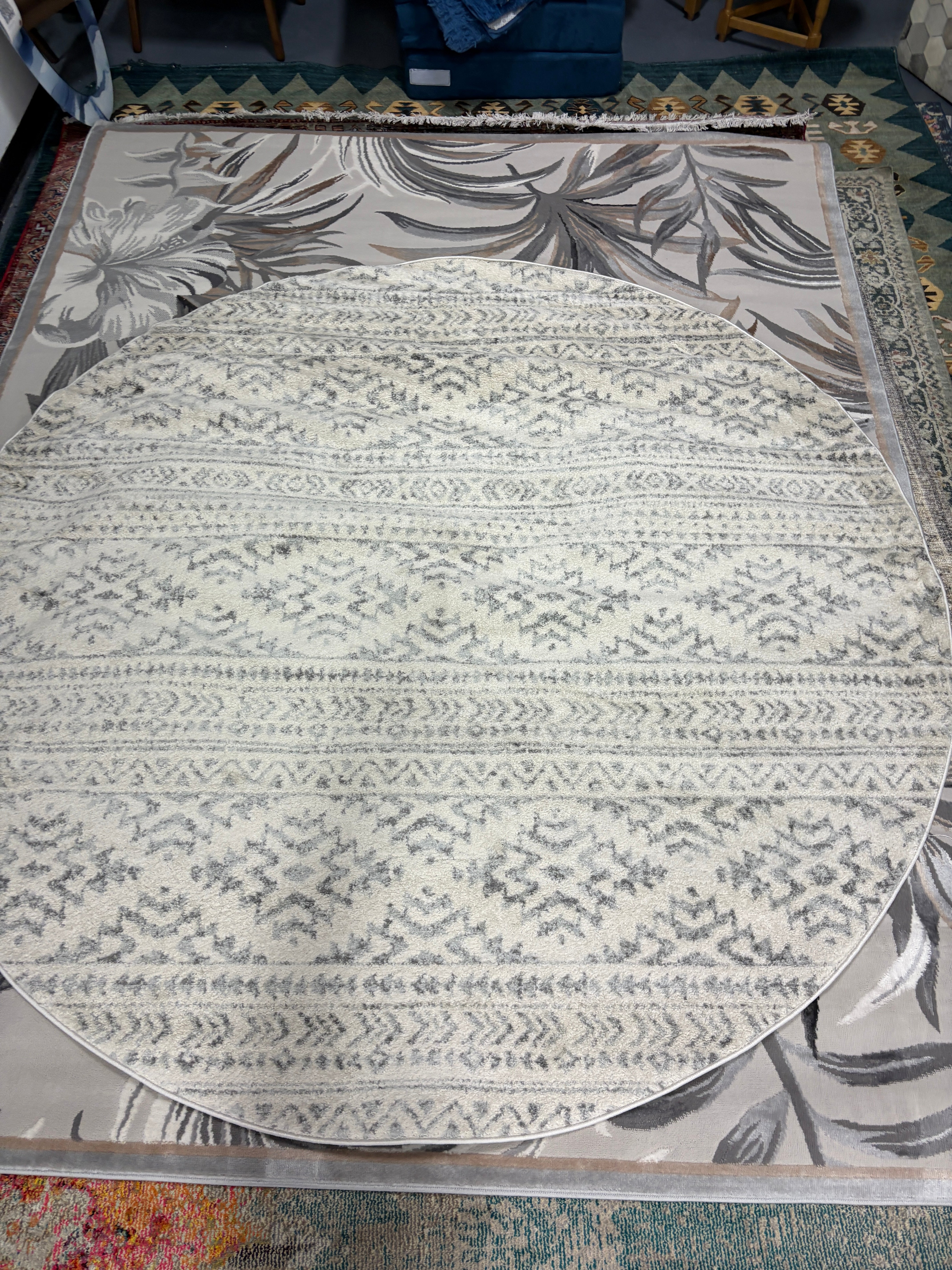 Hailee Tulum Performance Southwestern Rug 8' Round, SHOWROOM ITEM