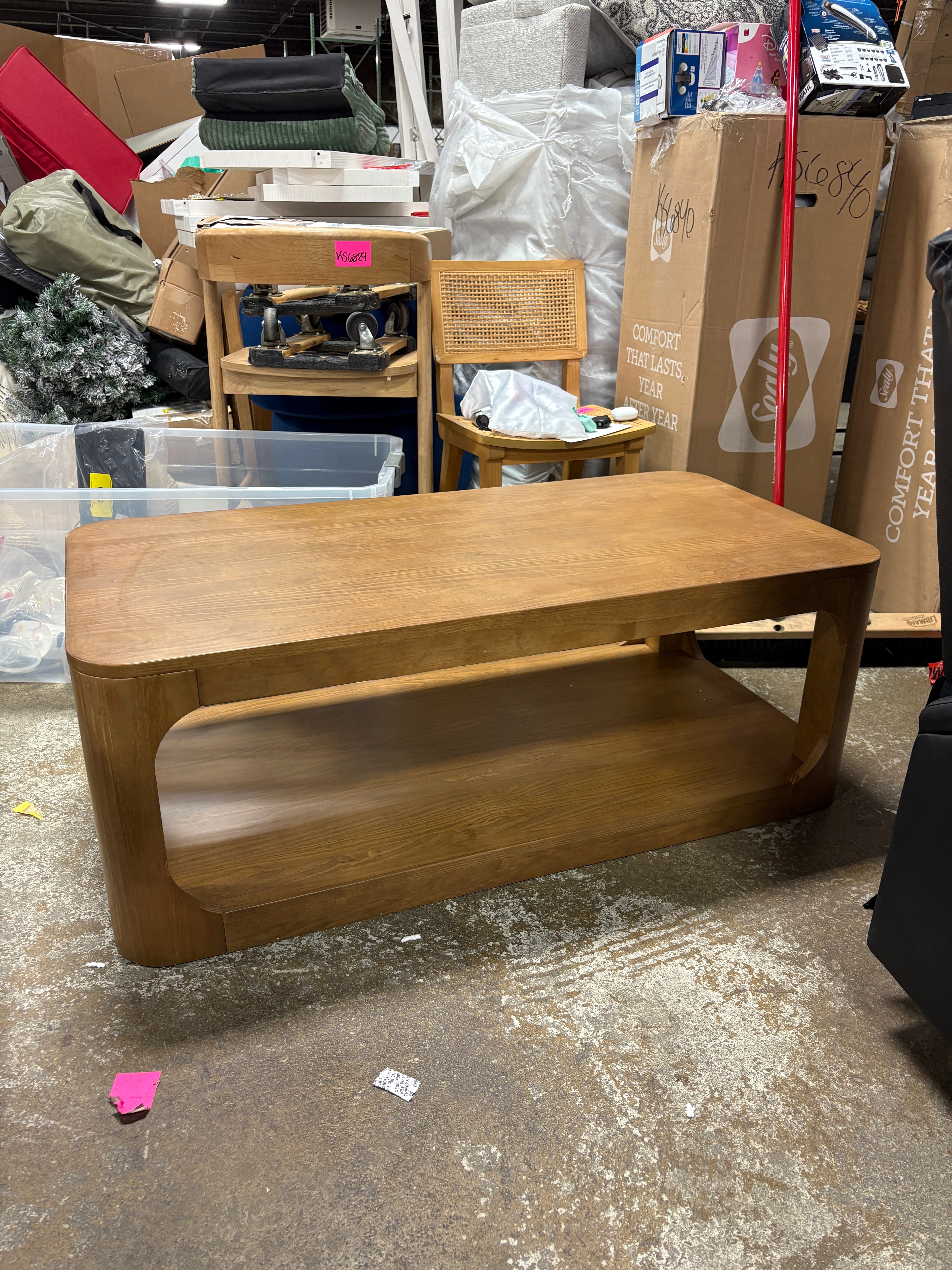 Plank+Beam Solid Wood 40" Modern Rectangular Coffee Table SHOWROOM ITEM
