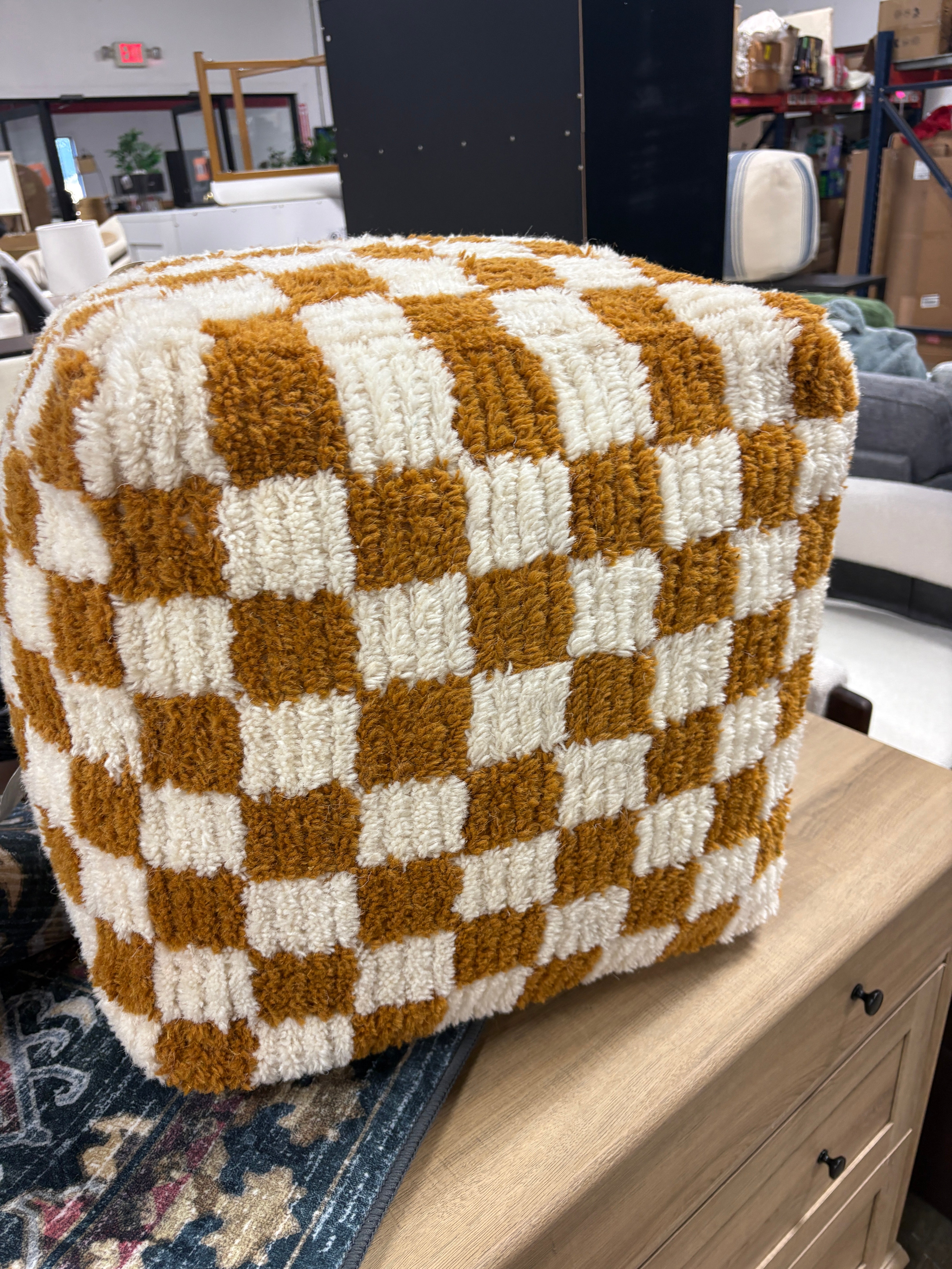 Checkerboard Pouf SHOWROOM ITEM