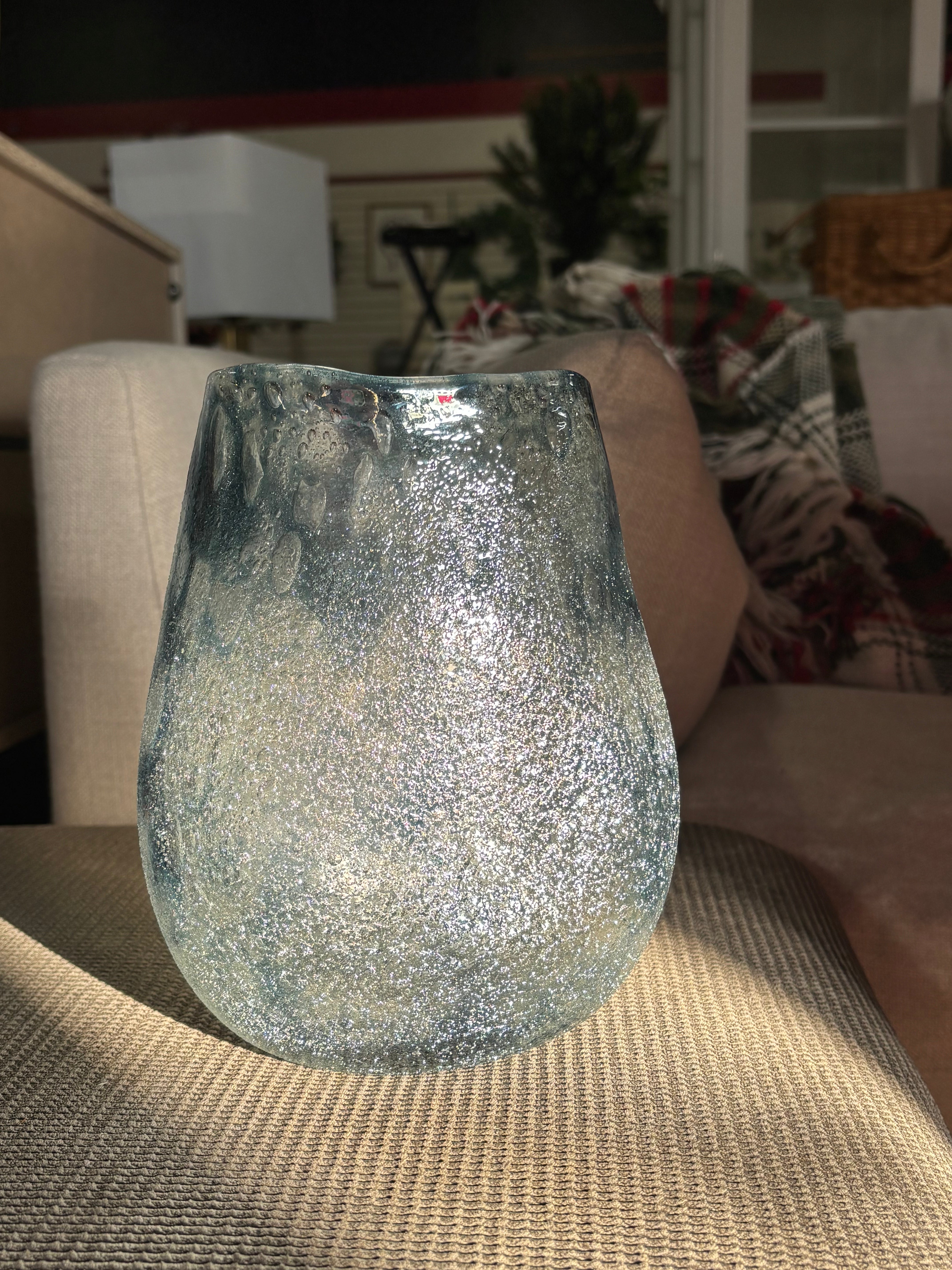Storm Art Glass Oval Vase-SHOWROOM ITEM