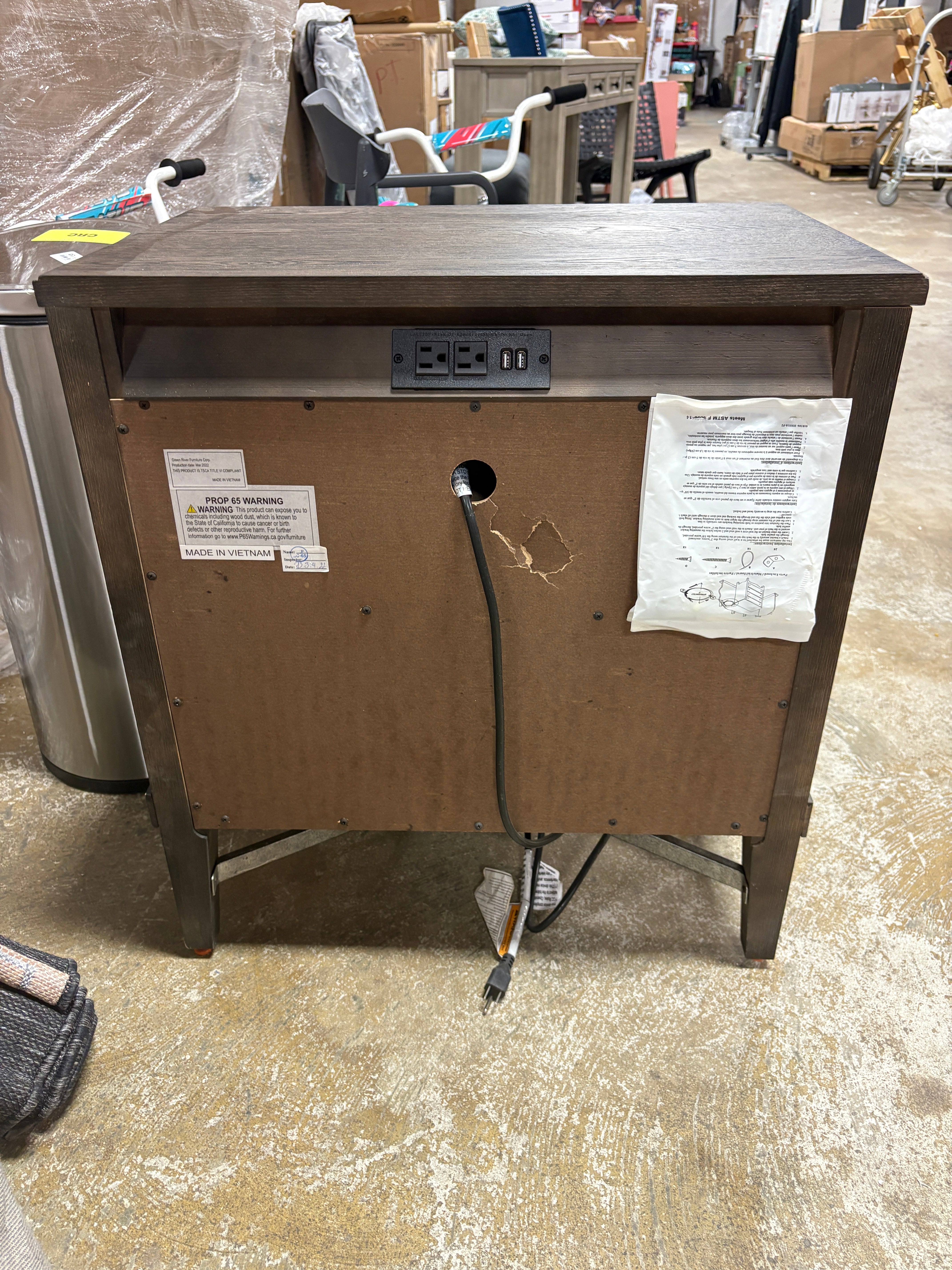 Preston Bedroom 2-Drawer Wood and Metal Nightstand SHOWROOM ITEM