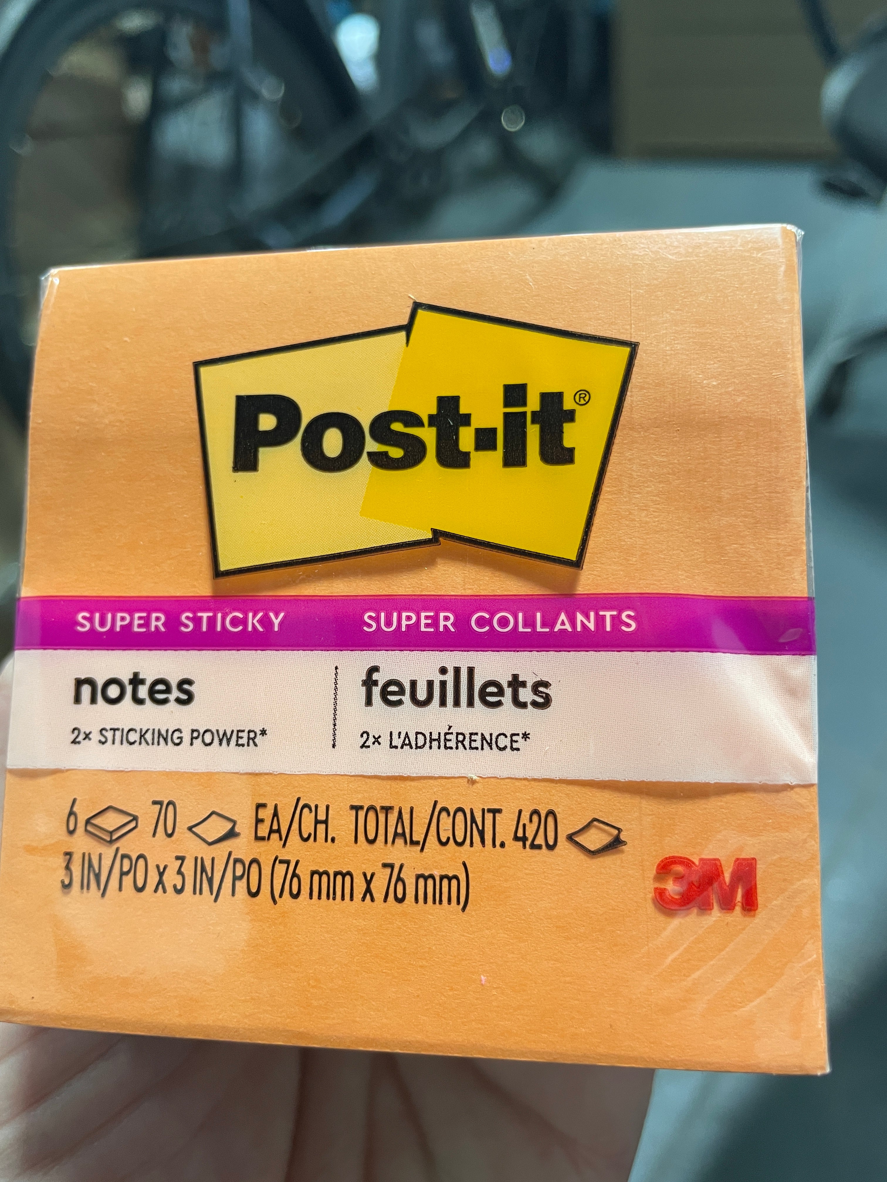 Post-it® Super Sticky Notes, 3 in. x 3 in., Supernova Neons Collection, 6 Pads/Pack, final cut