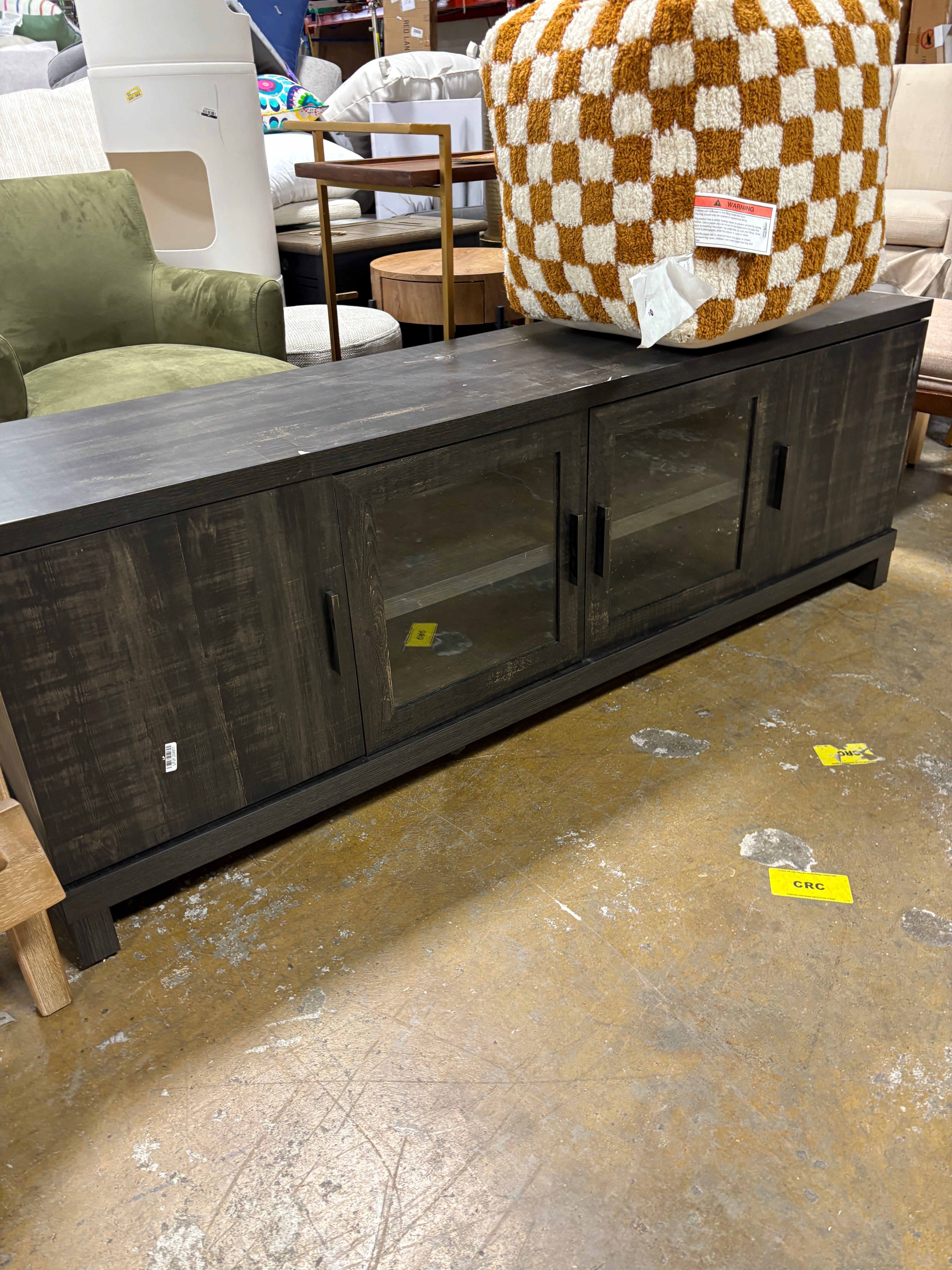 Storage TV Stand for TVs up to 75" Weathered Pine SHOWROOM ITEM