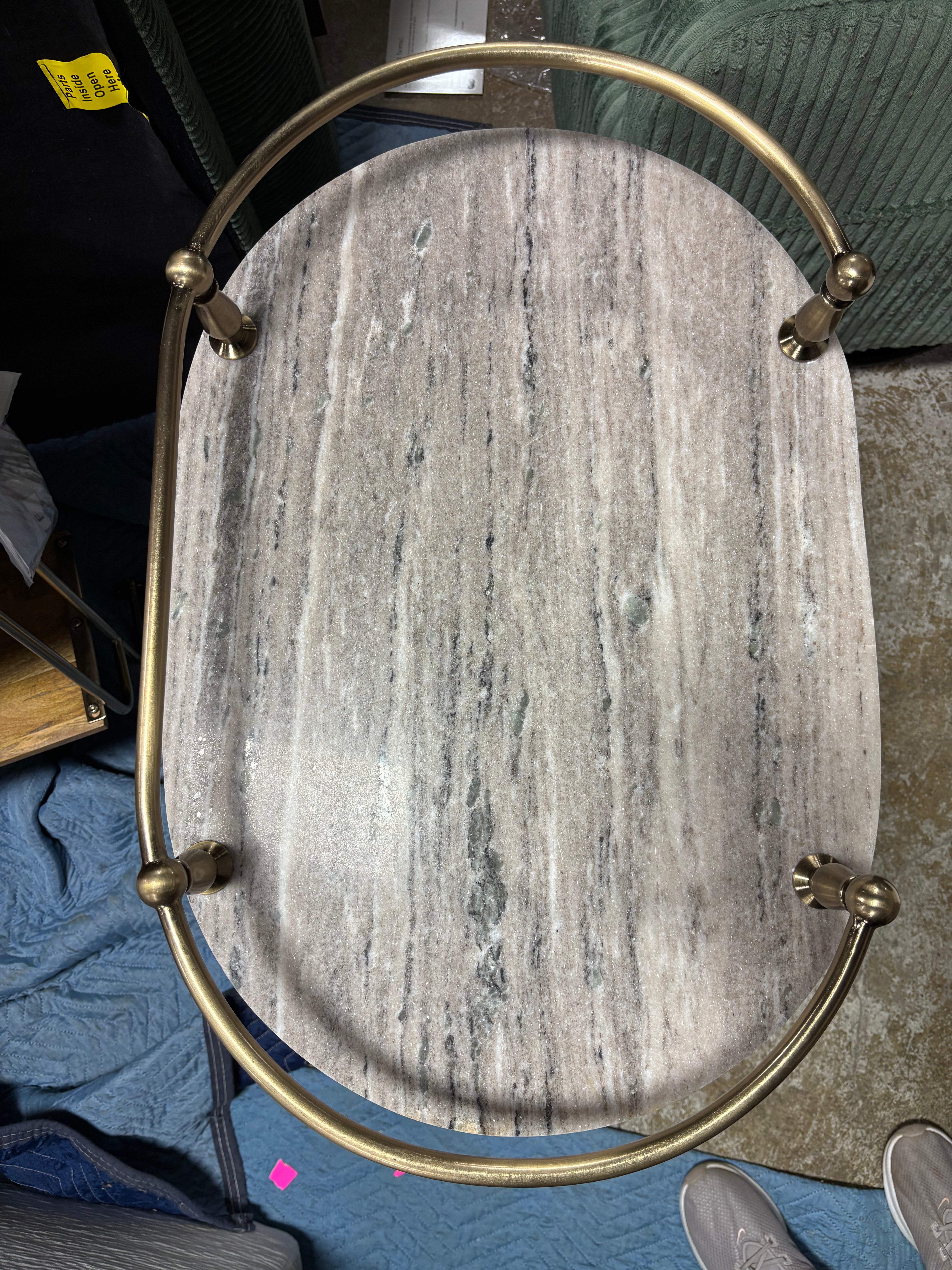 30" Metal and Marble Bar Serving Cart SHOWROOM ITEM