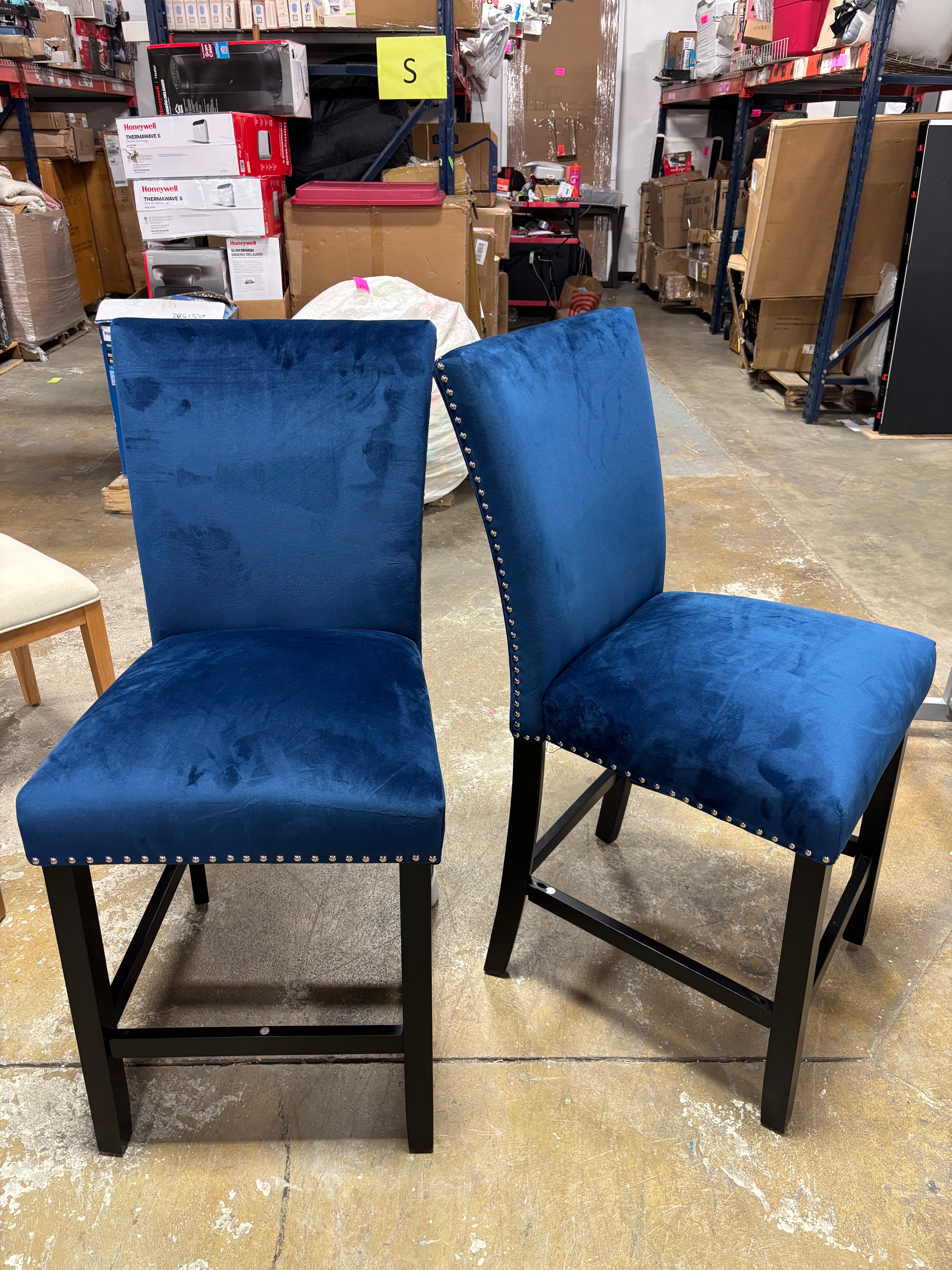 (Set of 4) Anxhela Upholstered Counter Stool with Wooden Frame SHOWROOM ITEM