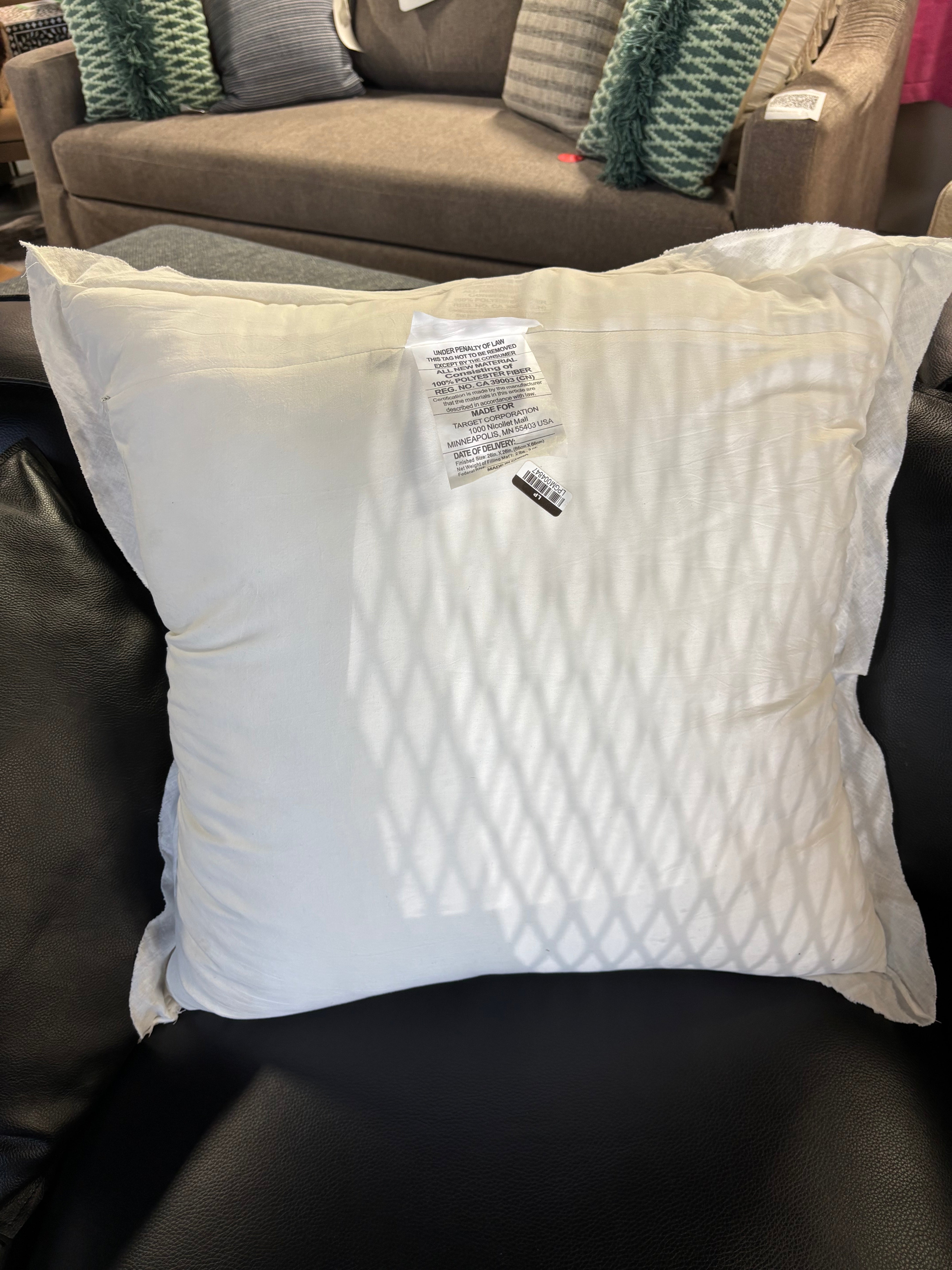26"x26" Linen Blend Euro Bed Pillow - Cream SHOWROOM ITEM