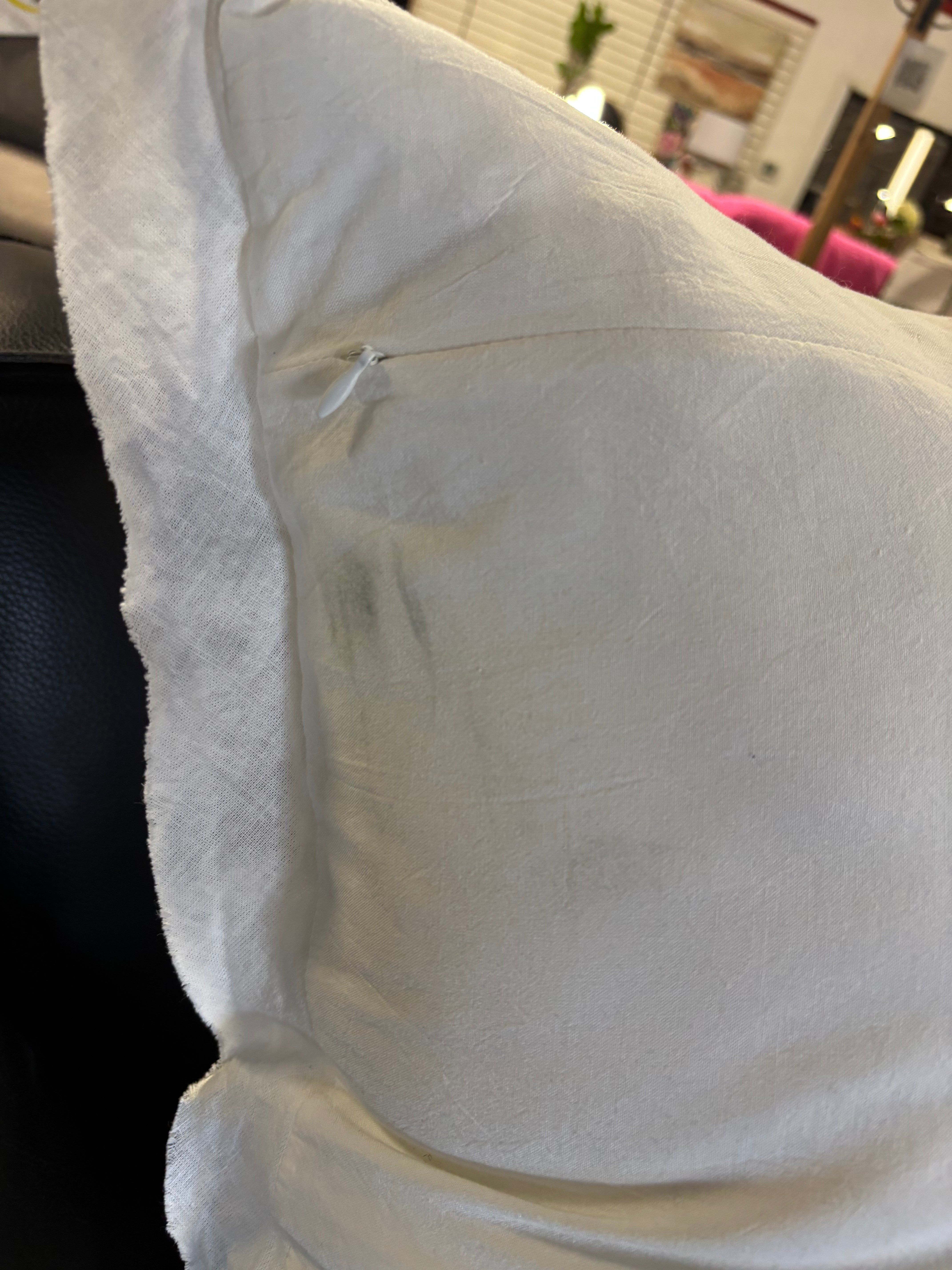 26"x26" Linen Blend Euro Bed Pillow - Cream SHOWROOM ITEM