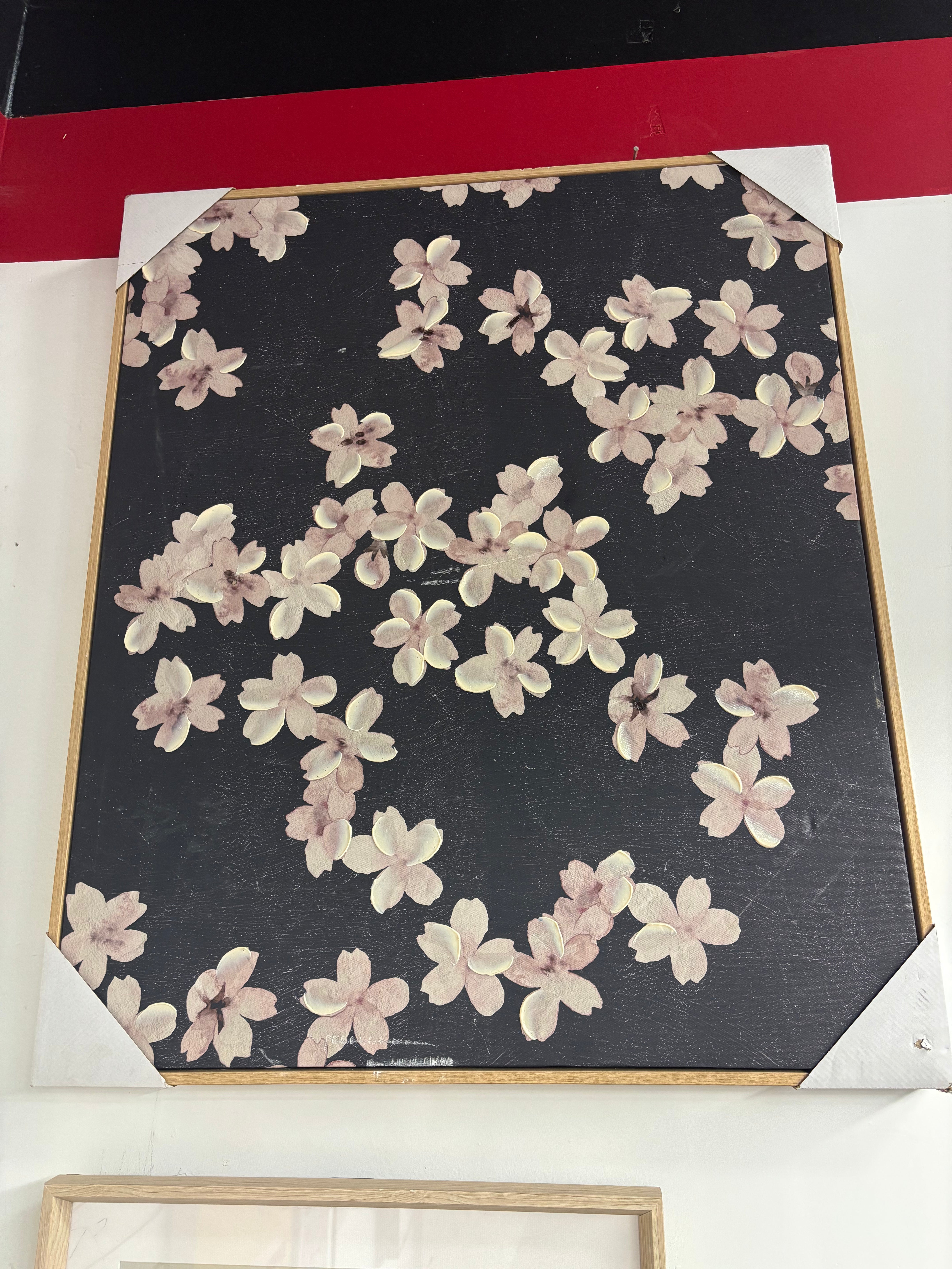 30" x 36" Ditsy Floral Framed Canvas - Natural SHOWROOM ITEM
