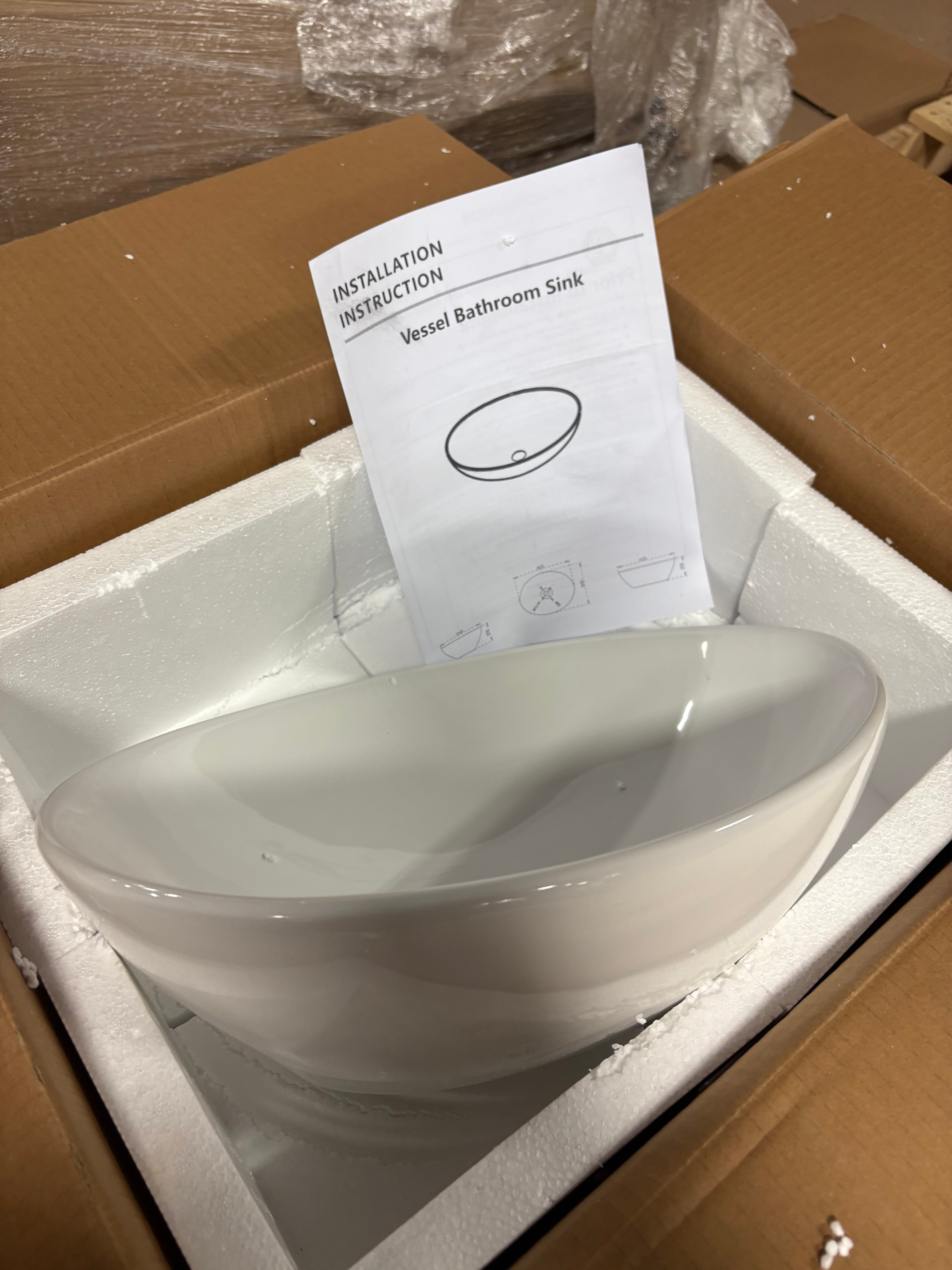 16" x 13" Oval Vessel Bathroom Sink White Bathroom Sink Ceramic
