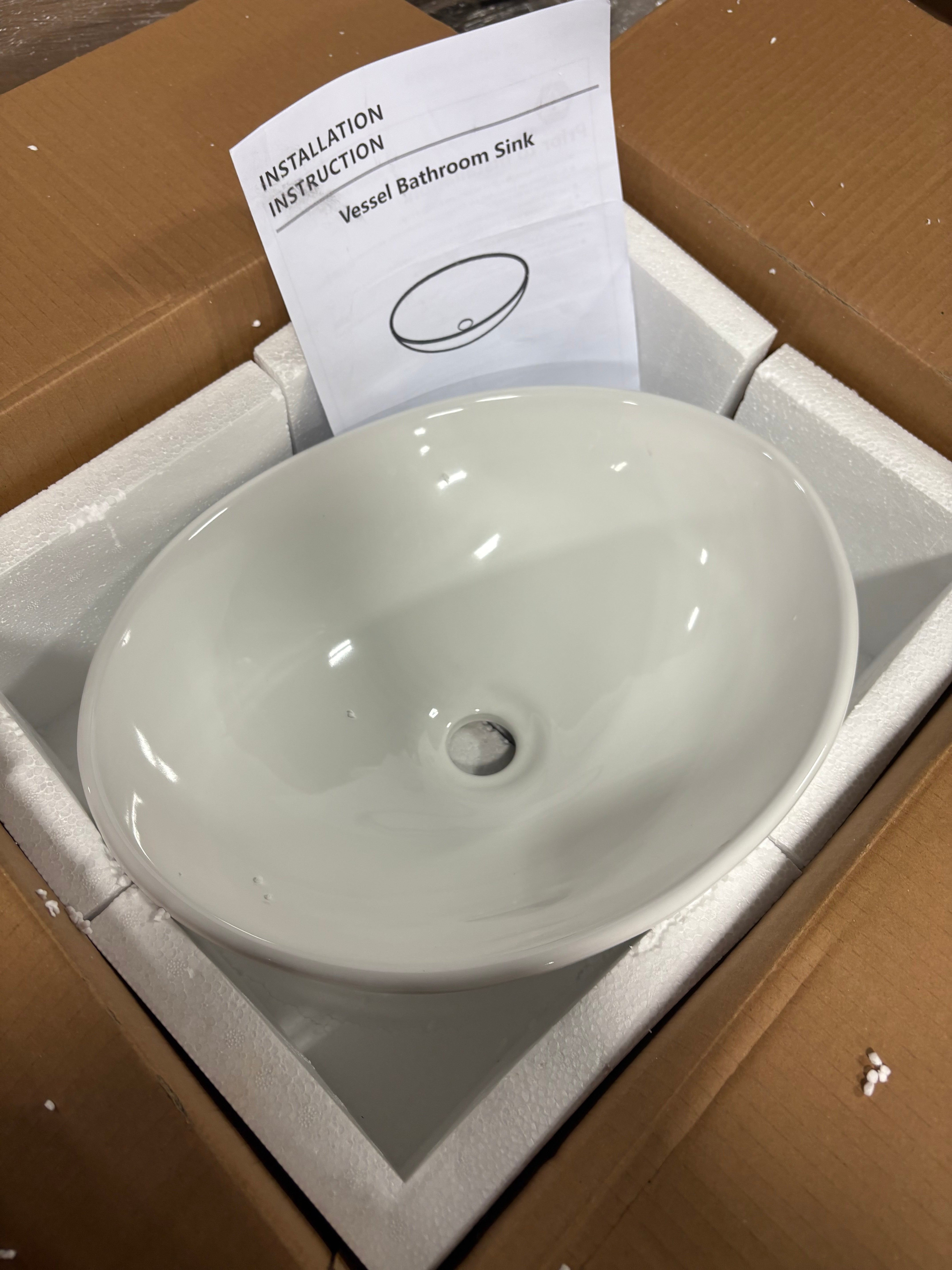 16" x 13" Oval Vessel Bathroom Sink White Bathroom Sink Ceramic