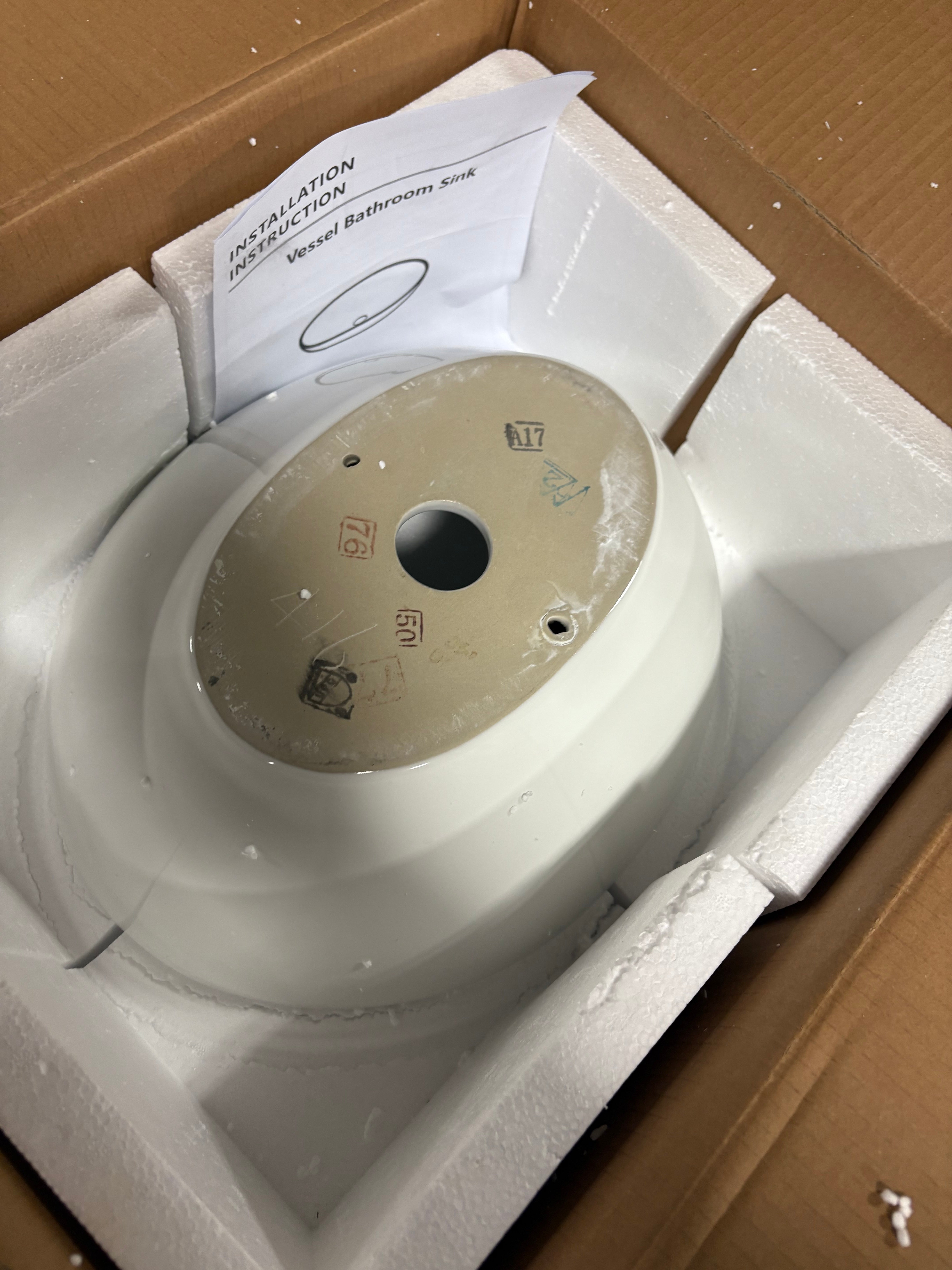 16" x 13" Oval Vessel Bathroom Sink White Bathroom Sink Ceramic