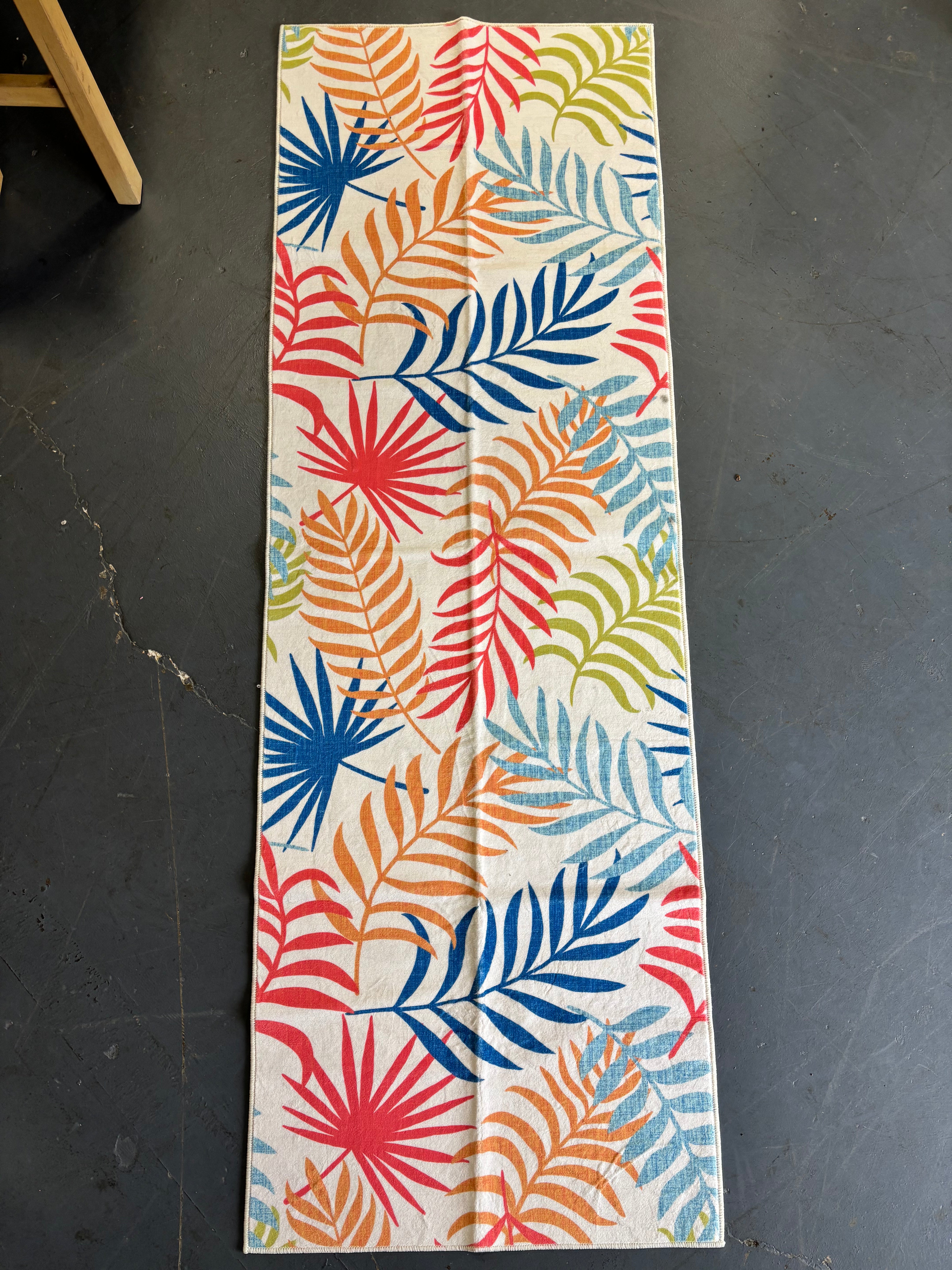 2' x 6' Modern Botanical Leaves Area Rug - Non-Slip SHOWROOM ITEM