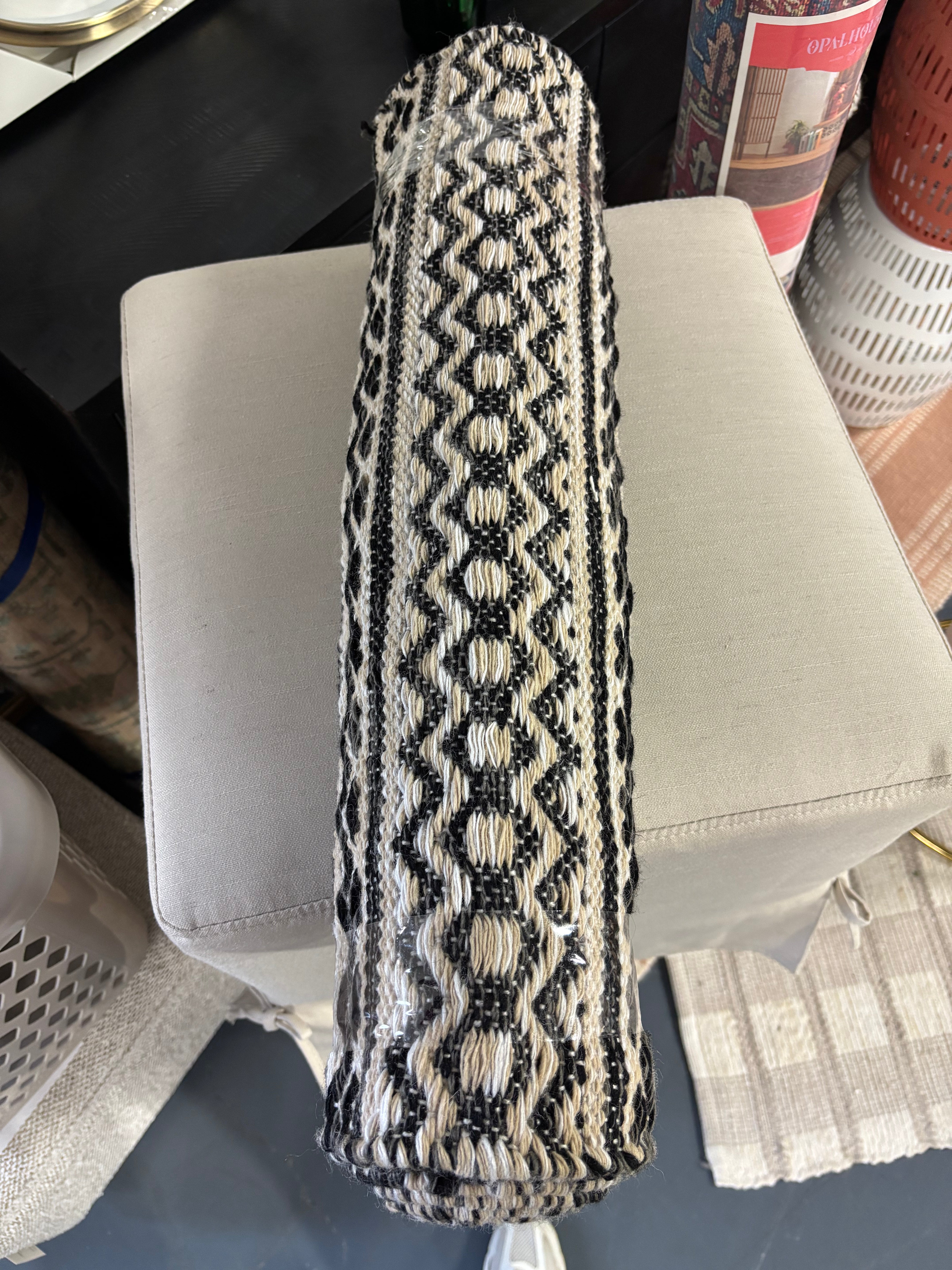 2' x 7' Washable Norwalk Stripe Runner Rug- Black/White SHOWROOM ITEM