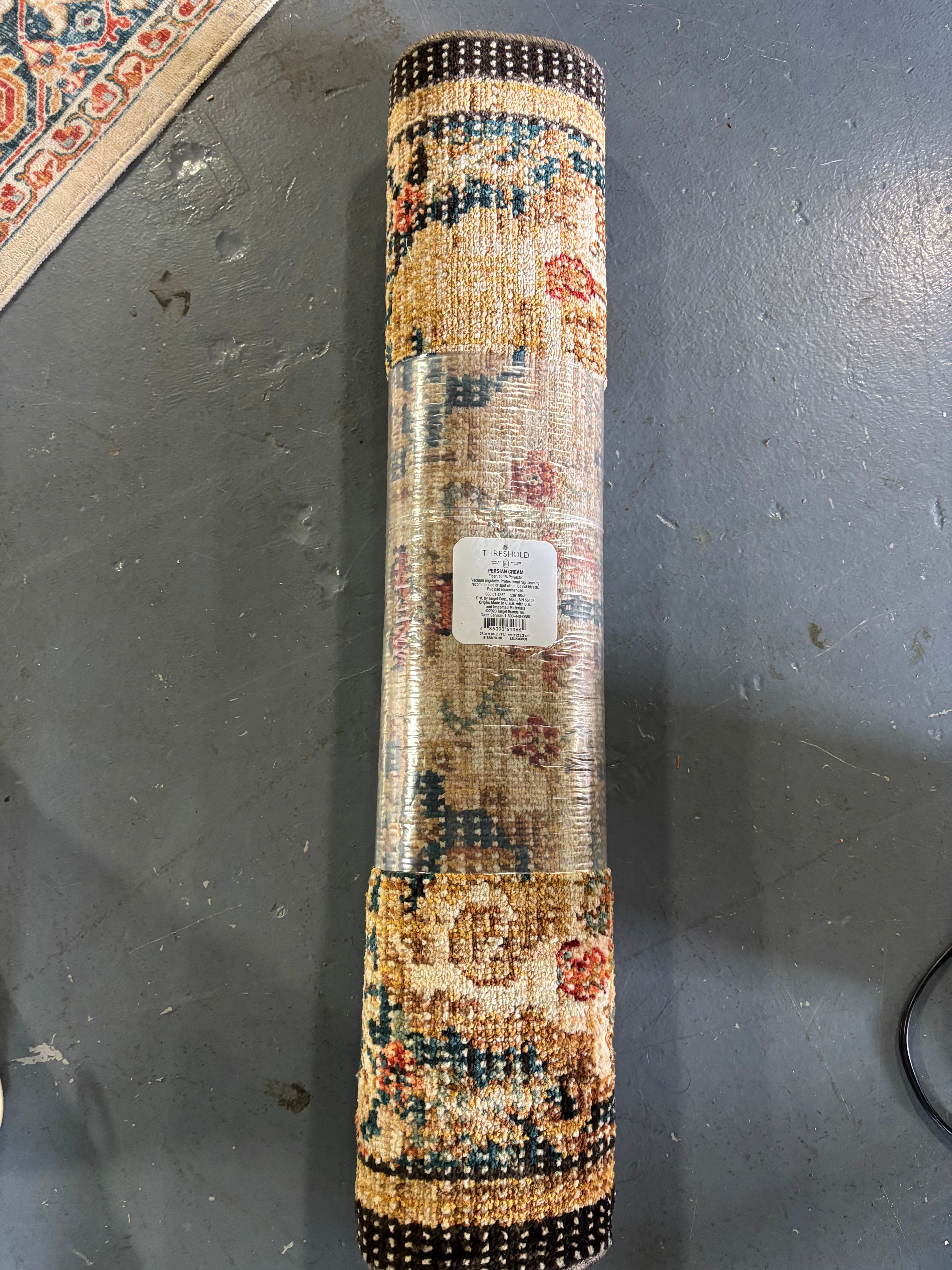 2'4" x 7' Floral Woven Medallion Persian Rug - Beige SHOWROOM ITEM