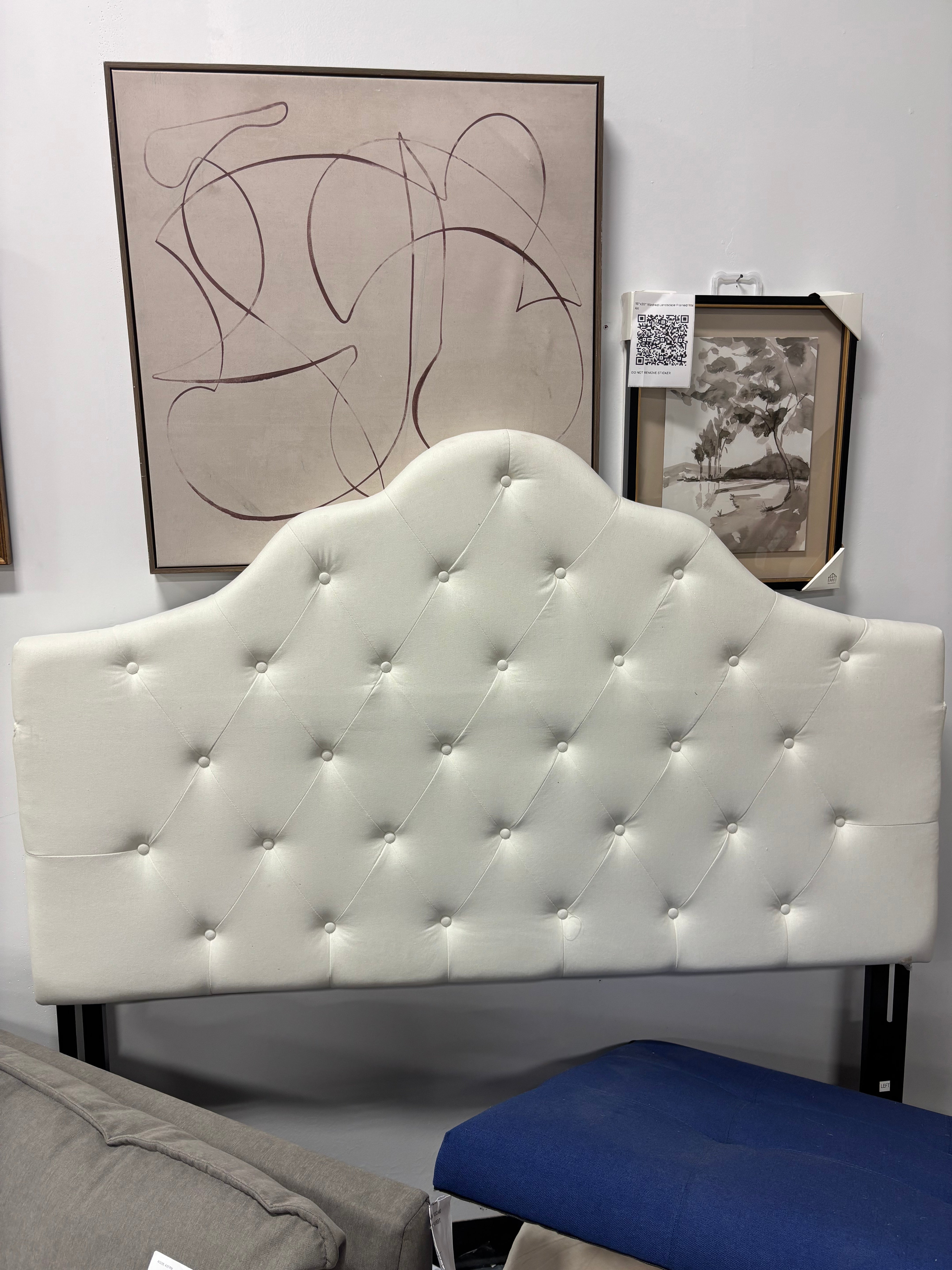 3' H x 5' L Fasching Upholstered Headboard - Ivory SHOWROOM ITEM