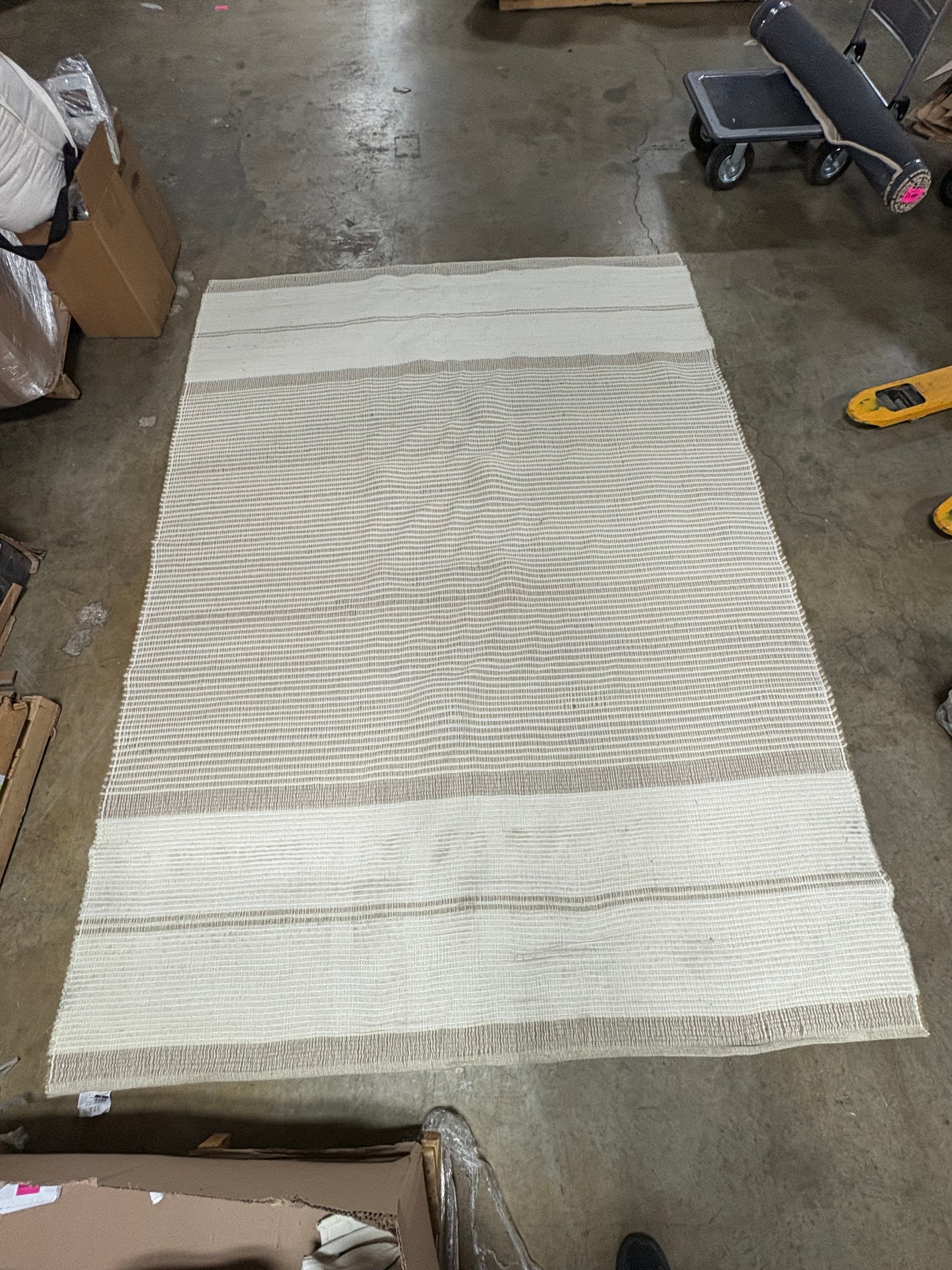 El Marina Striped Wool/Cotton Area Rug Cream