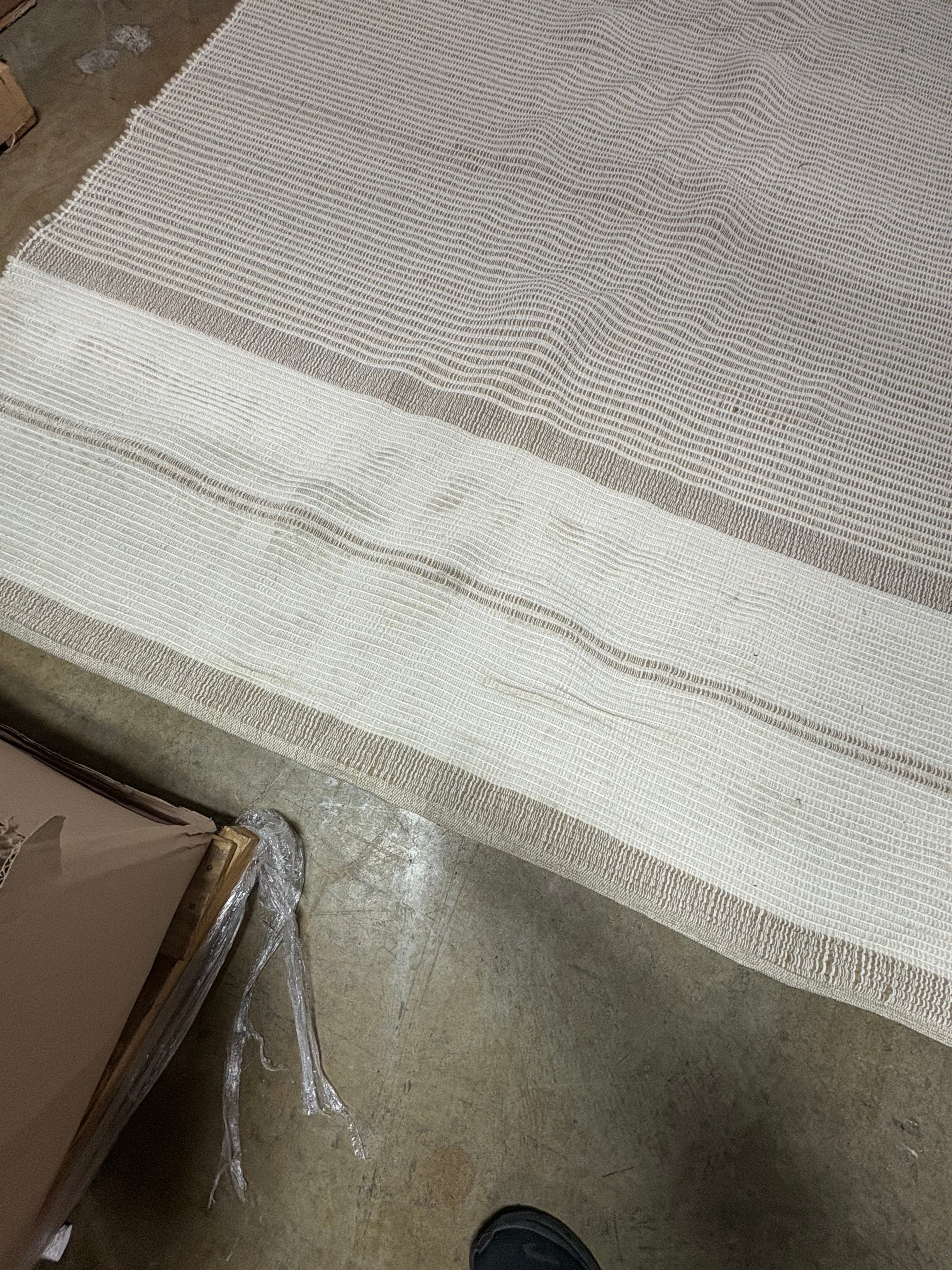 El Marina Striped Wool/Cotton Area Rug Cream