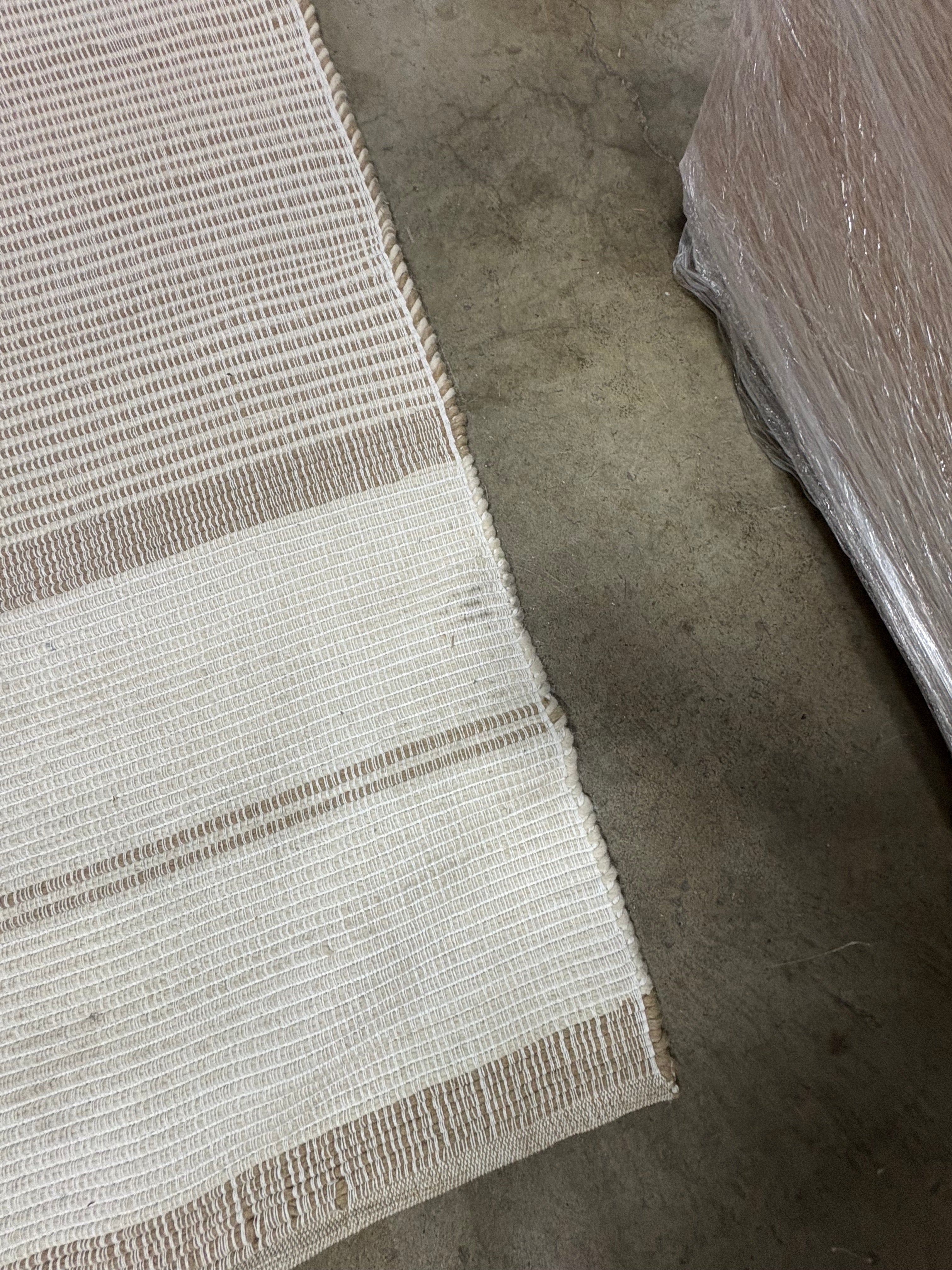 El Marina Striped Wool/Cotton Area Rug Cream